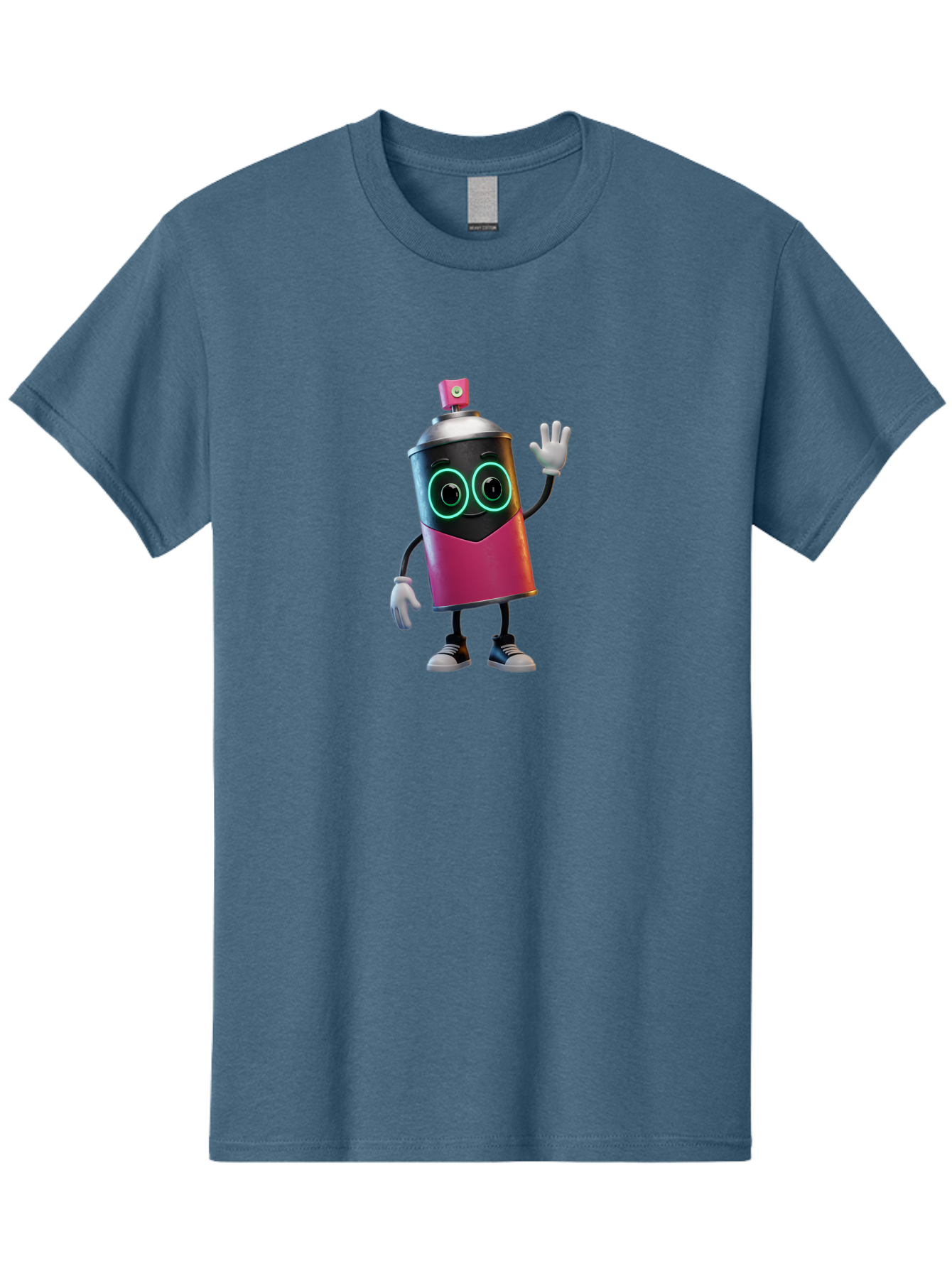 Spray-Paint-Can-Character Men'S Graphic Tee, 100% Cotton, Comfortable Casual Summer Wear, Machine Washable, Cartoon Spray Can, Street Art, Graffiti, Vibrant Colors, Friendly Character, Cute Design, Urban Art, Spray Paint Can, Bad694