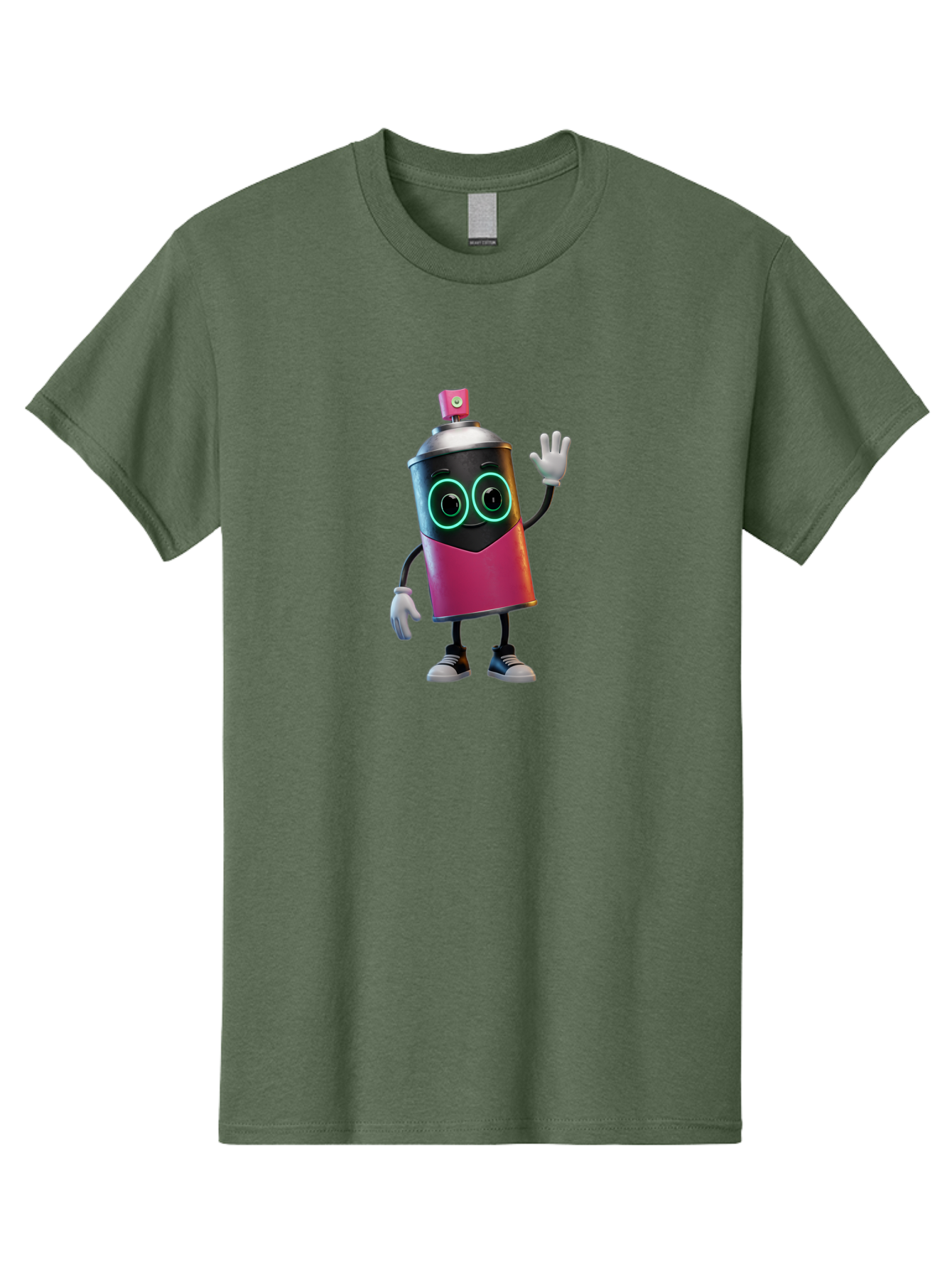 Spray-Paint-Can-Character Men'S Graphic Tee, 100% Cotton, Comfortable Casual Summer Wear, Machine Washable, Cartoon Spray Can, Street Art, Graffiti, Vibrant Colors, Friendly Character, Cute Design, Urban Art, Spray Paint Can, Bad694