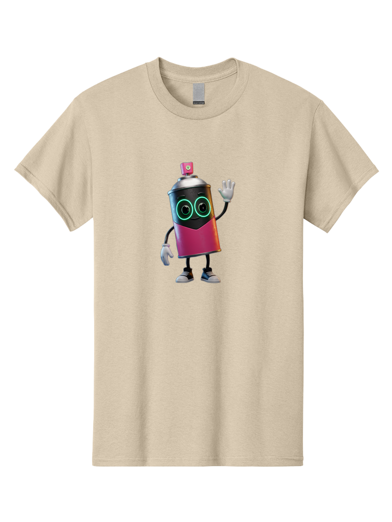 Spray-Paint-Can-Character Men'S Graphic Tee, 100% Cotton, Comfortable Casual Summer Wear, Machine Washable, Cartoon Spray Can, Street Art, Graffiti, Vibrant Colors, Friendly Character, Cute Design, Urban Art, Spray Paint Can, Bad694
