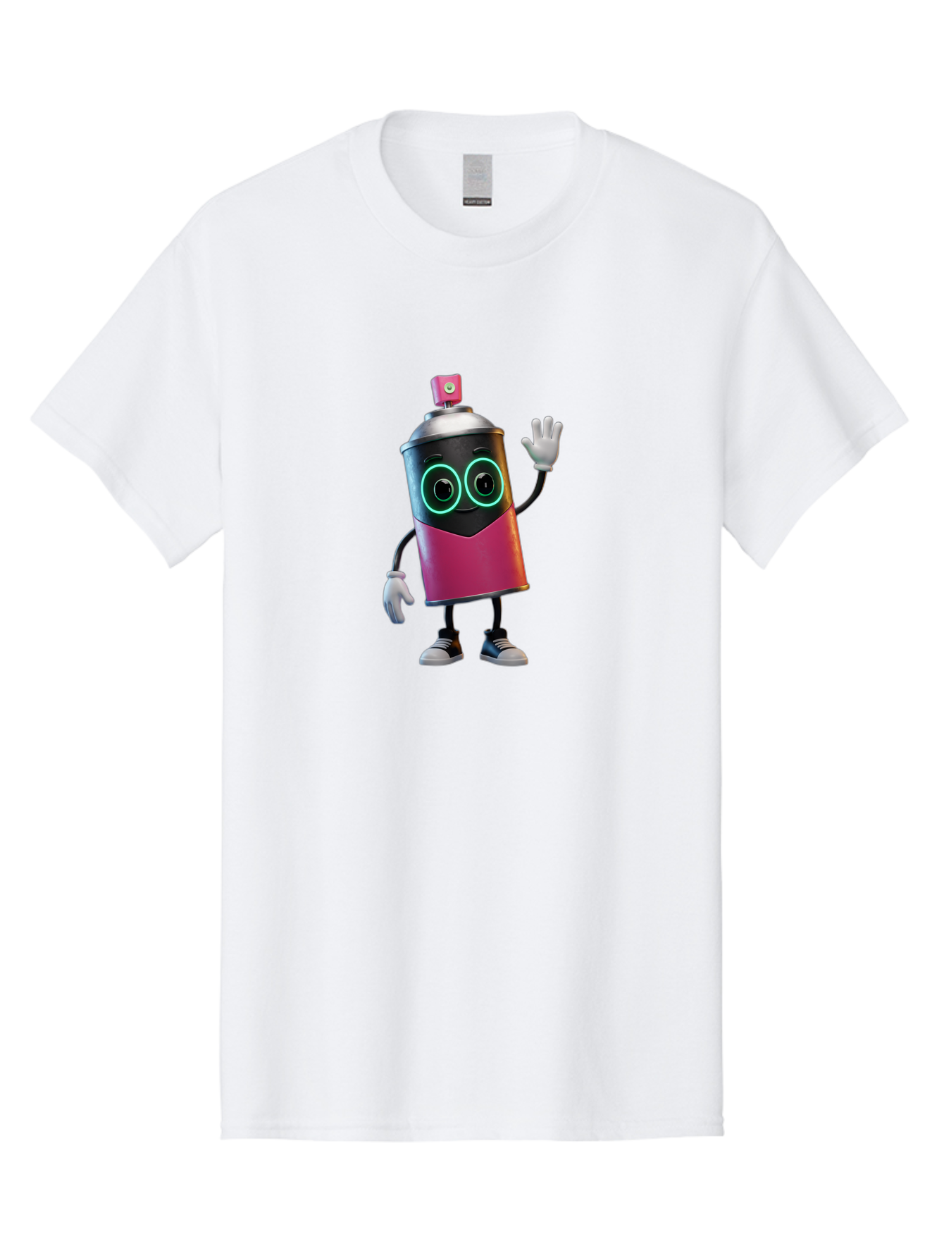 Spray-Paint-Can-Character Men'S Graphic Tee, 100% Cotton, Comfortable Casual Summer Wear, Machine Washable, Cartoon Spray Can, Street Art, Graffiti, Vibrant Colors, Friendly Character, Cute Design, Urban Art, Spray Paint Can, Bad694