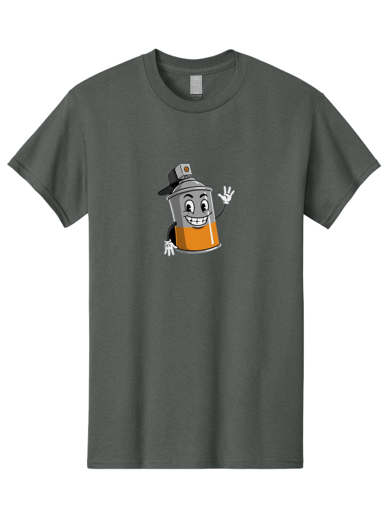 Spray-Paint-Can Men'S Graphic Tee, 100% Cotton, Comfortable Casual Summer Wear, Machine Washable, Cartoon Character, Spray Paint Can, Smiling Face, Street Art, Graffiti, Vibrant Colors, Playful Design, Happy Vibe Bad695