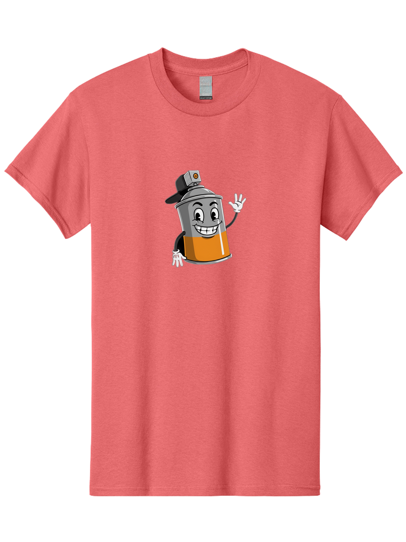 Spray-Paint-Can Men'S Graphic Tee, 100% Cotton, Comfortable Casual Summer Wear, Machine Washable, Cartoon Character, Spray Paint Can, Smiling Face, Street Art, Graffiti, Vibrant Colors, Playful Design, Happy Vibe Bad695