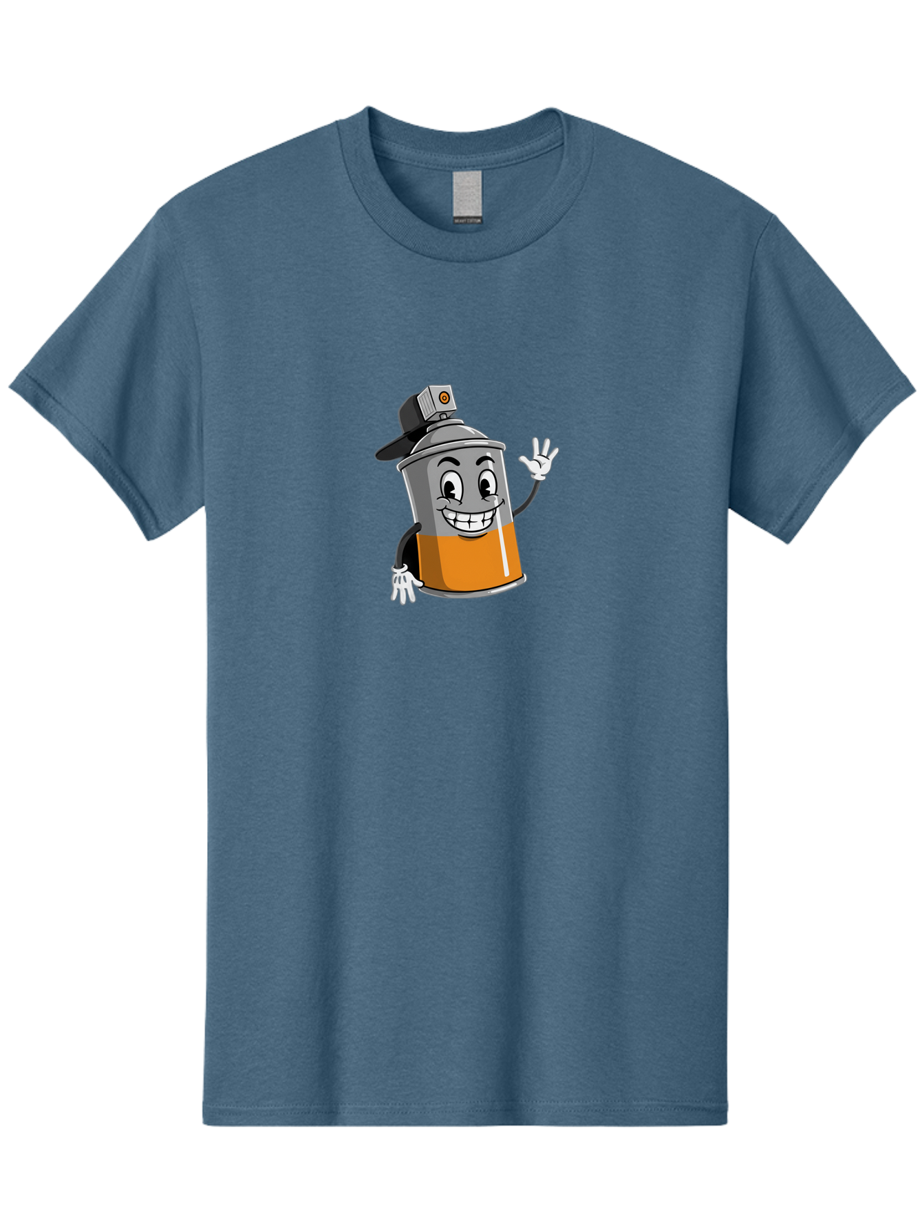 Spray-Paint-Can Men'S Graphic Tee, 100% Cotton, Comfortable Casual Summer Wear, Machine Washable, Cartoon Character, Spray Paint Can, Smiling Face, Street Art, Graffiti, Vibrant Colors, Playful Design, Happy Vibe Bad695