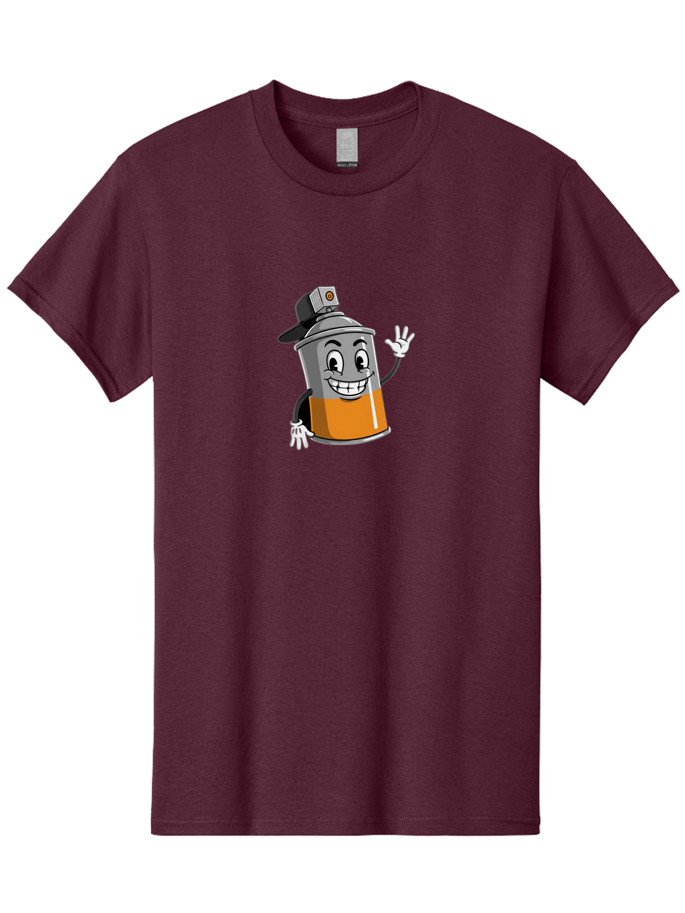 Spray-Paint-Can Men'S Graphic Tee, 100% Cotton, Comfortable Casual Summer Wear, Machine Washable, Cartoon Character, Spray Paint Can, Smiling Face, Street Art, Graffiti, Vibrant Colors, Playful Design, Happy Vibe Bad695