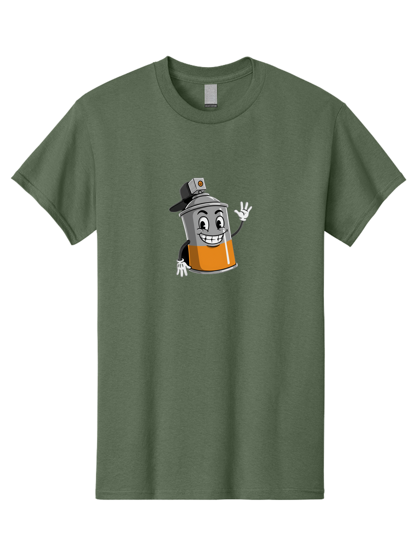 Spray-Paint-Can Men'S Graphic Tee, 100% Cotton, Comfortable Casual Summer Wear, Machine Washable, Cartoon Character, Spray Paint Can, Smiling Face, Street Art, Graffiti, Vibrant Colors, Playful Design, Happy Vibe Bad695