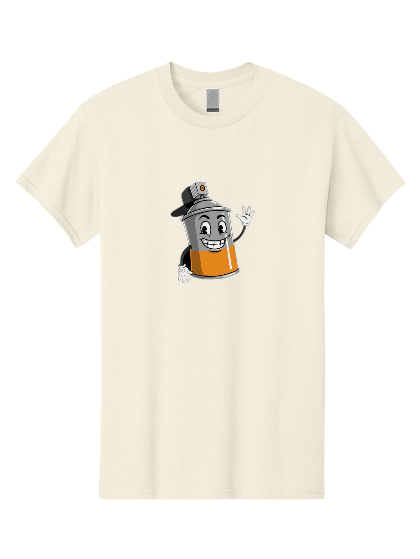Spray-Paint-Can Men'S Graphic Tee, 100% Cotton, Comfortable Casual Summer Wear, Machine Washable, Cartoon Character, Spray Paint Can, Smiling Face, Street Art, Graffiti, Vibrant Colors, Playful Design, Happy Vibe Bad695