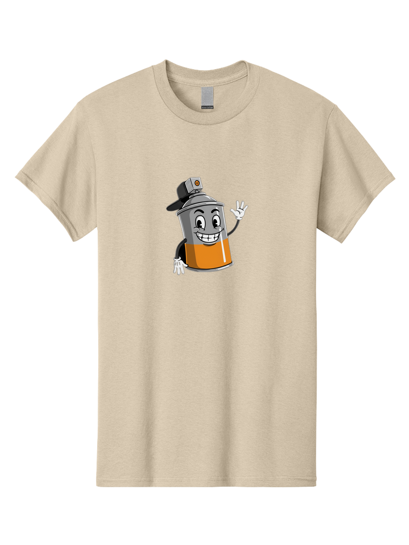 Spray-Paint-Can Men'S Graphic Tee, 100% Cotton, Comfortable Casual Summer Wear, Machine Washable, Cartoon Character, Spray Paint Can, Smiling Face, Street Art, Graffiti, Vibrant Colors, Playful Design, Happy Vibe Bad695