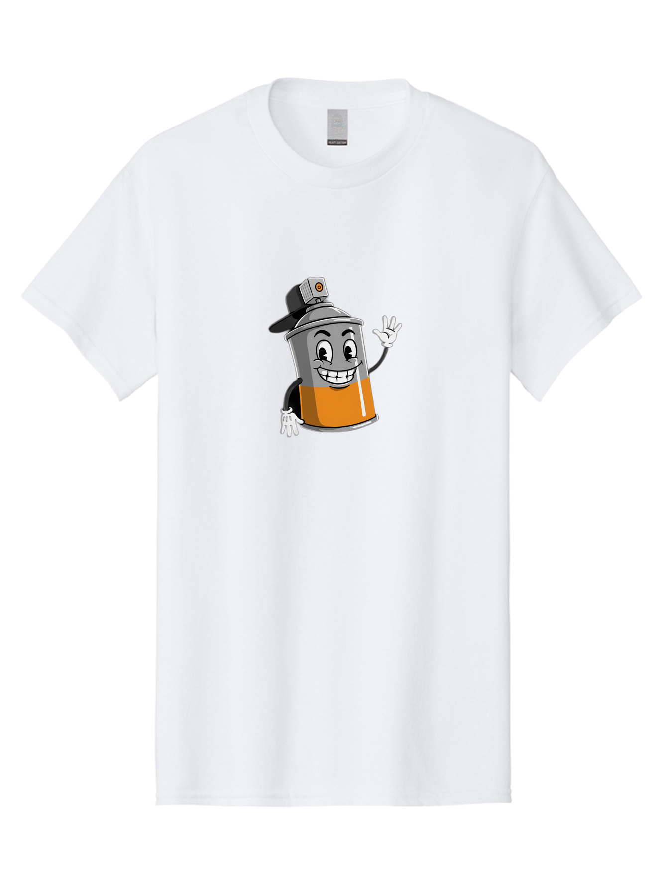 Spray-Paint-Can Men'S Graphic Tee, 100% Cotton, Comfortable Casual Summer Wear, Machine Washable, Cartoon Character, Spray Paint Can, Smiling Face, Street Art, Graffiti, Vibrant Colors, Playful Design, Happy Vibe Bad695
