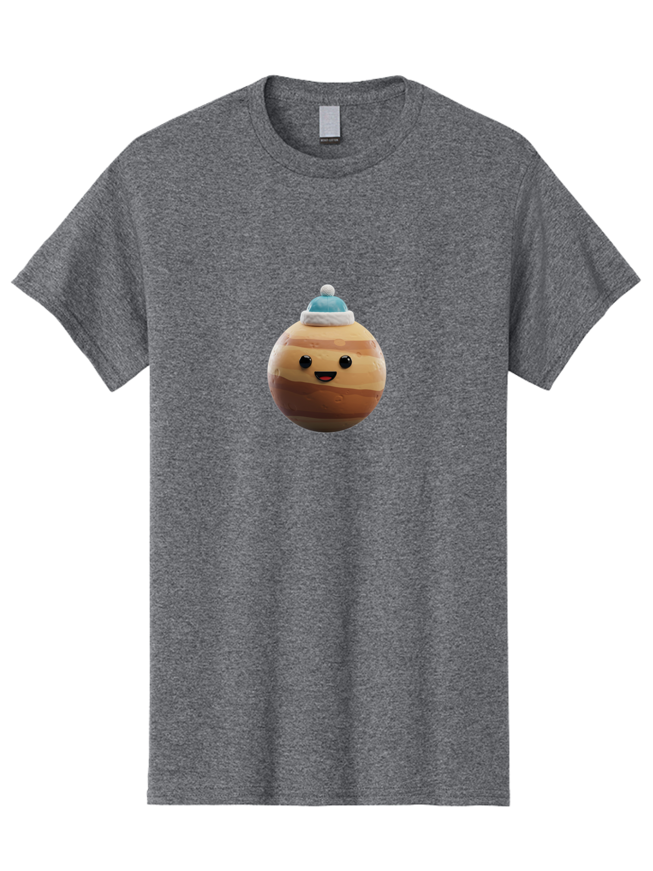 Squishmallow Men'S Graphic Tee, 100% Cotton, Comfortable Casual Summer Wear, Machine Washable, Cute Plush Toy, Squishmallow Character, Caramel Color, Blue Beanie, Soft Texture, Cheerful Face, Round Shape, Squishy Toy, Collectible Plush, Bad699