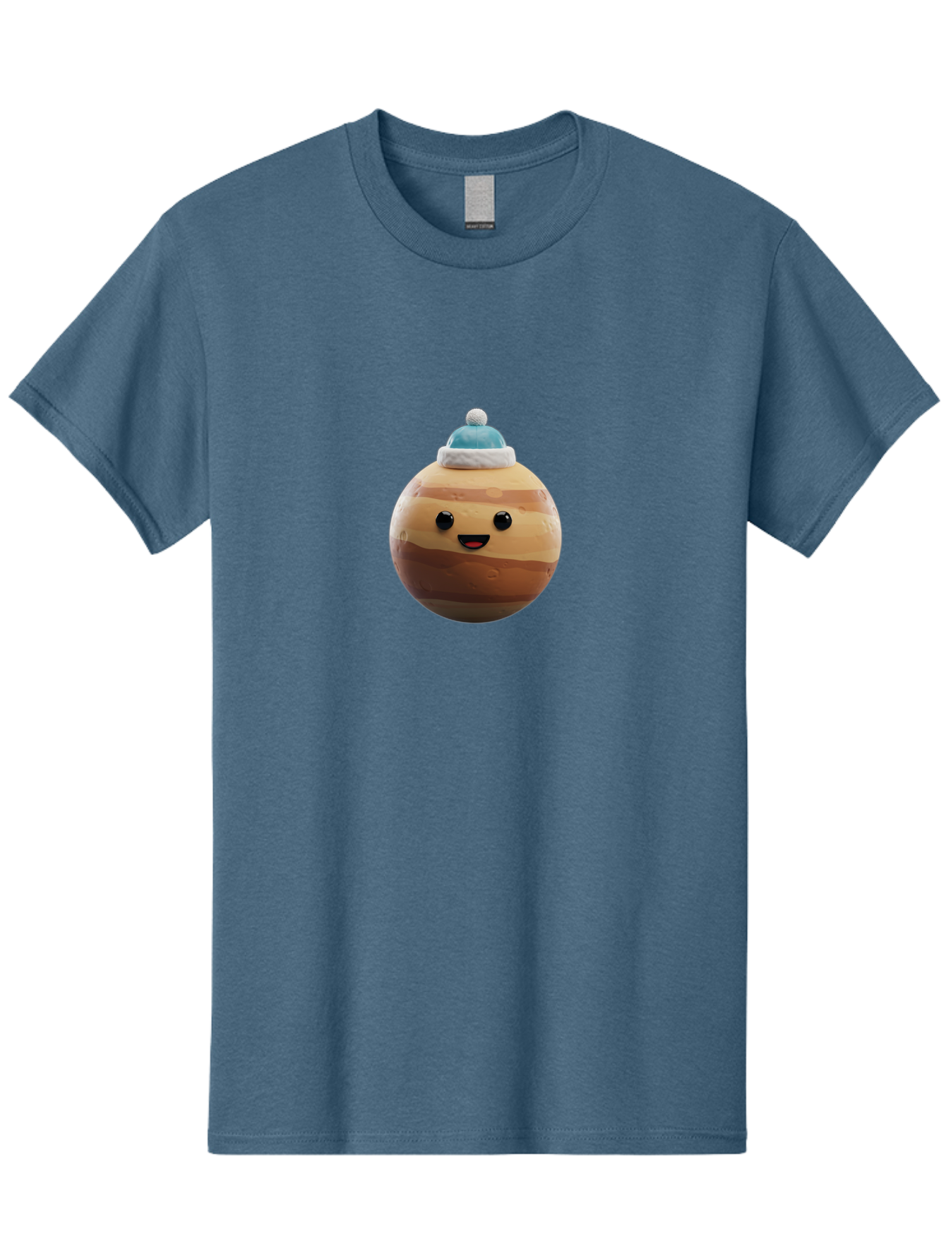 Squishmallow Men'S Graphic Tee, 100% Cotton, Comfortable Casual Summer Wear, Machine Washable, Cute Plush Toy, Squishmallow Character, Caramel Color, Blue Beanie, Soft Texture, Cheerful Face, Round Shape, Squishy Toy, Collectible Plush, Bad699