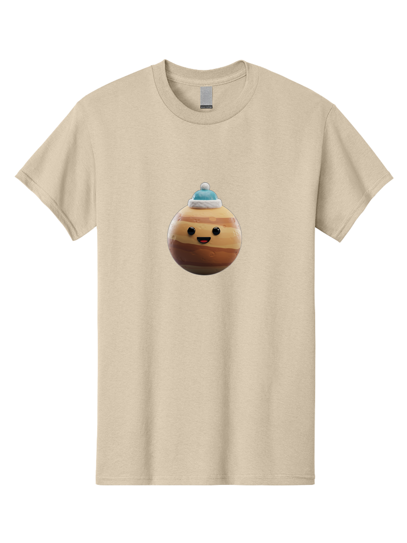 Squishmallow Men'S Graphic Tee, 100% Cotton, Comfortable Casual Summer Wear, Machine Washable, Cute Plush Toy, Squishmallow Character, Caramel Color, Blue Beanie, Soft Texture, Cheerful Face, Round Shape, Squishy Toy, Collectible Plush, Bad699