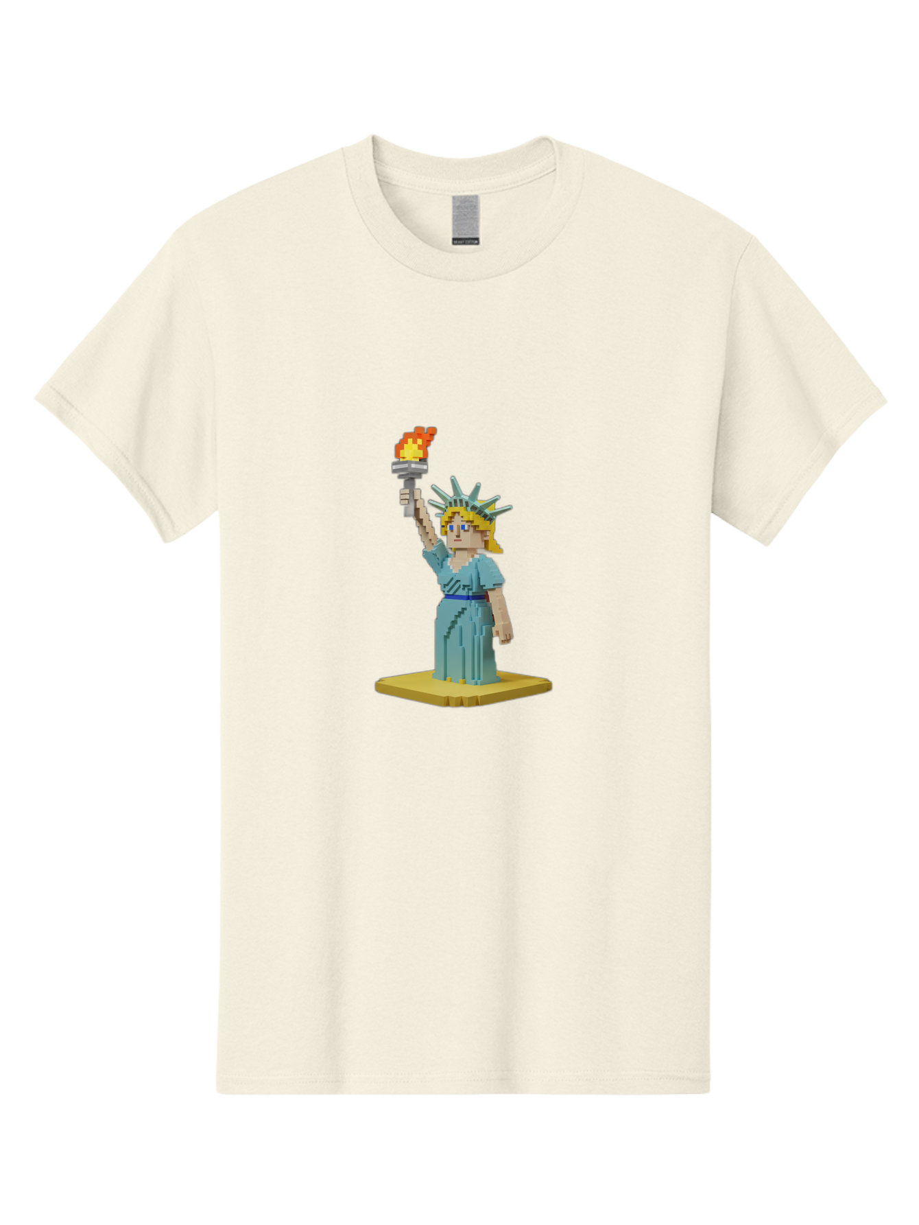 Statue-Of-Liberty Men'S Graphic Tee, 100% Cotton, Comfortable Casual Summer Wear, Machine Washable, Statue Of Liberty, Liberty Statue, Lady Liberty, Iconic Landmark, Freedom Symbol, American Icon, New York Harbor, Torch Held High, Pixel Art, Bad712