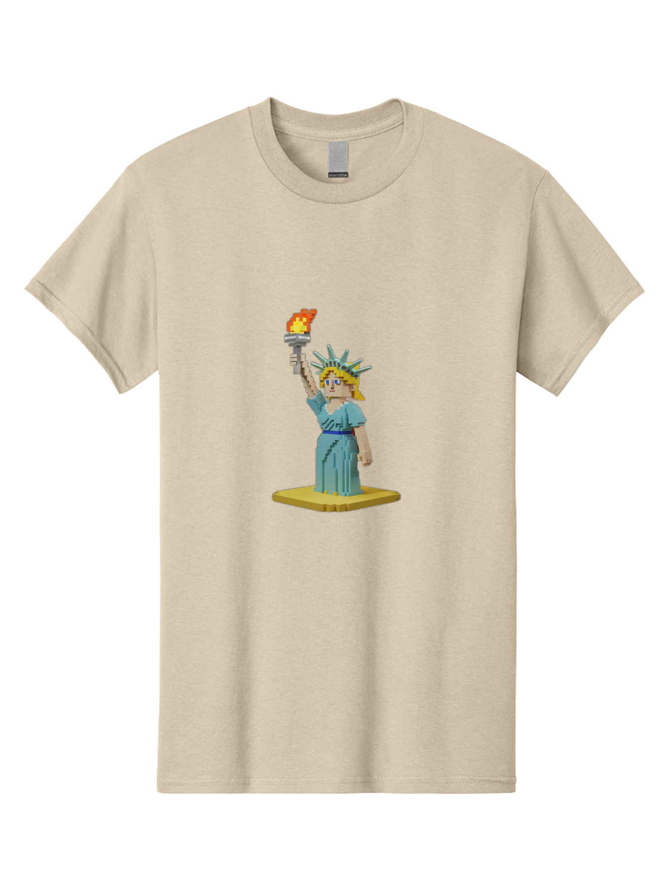 Statue-Of-Liberty Men'S Graphic Tee, 100% Cotton, Comfortable Casual Summer Wear, Machine Washable, Statue Of Liberty, Liberty Statue, Lady Liberty, Iconic Landmark, Freedom Symbol, American Icon, New York Harbor, Torch Held High, Pixel Art, Bad712
