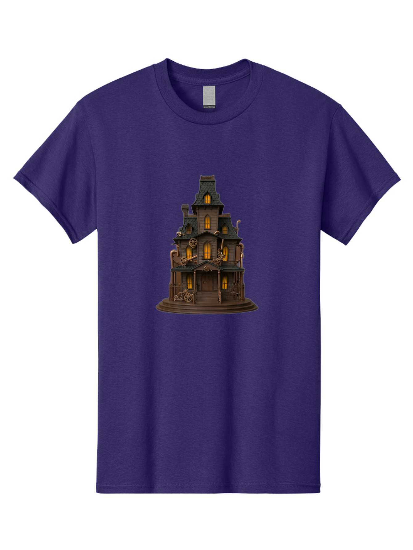 Steampunk-House Men'S Graphic Tee, 100% Cotton, Comfortable Casual Summer Wear, Machine Washable, Steampunk House, Victorian Architecture, Intricate Details, Gothic Style, Industrial Elements, Copper Accents, Mysterious Ambiance, Bad715