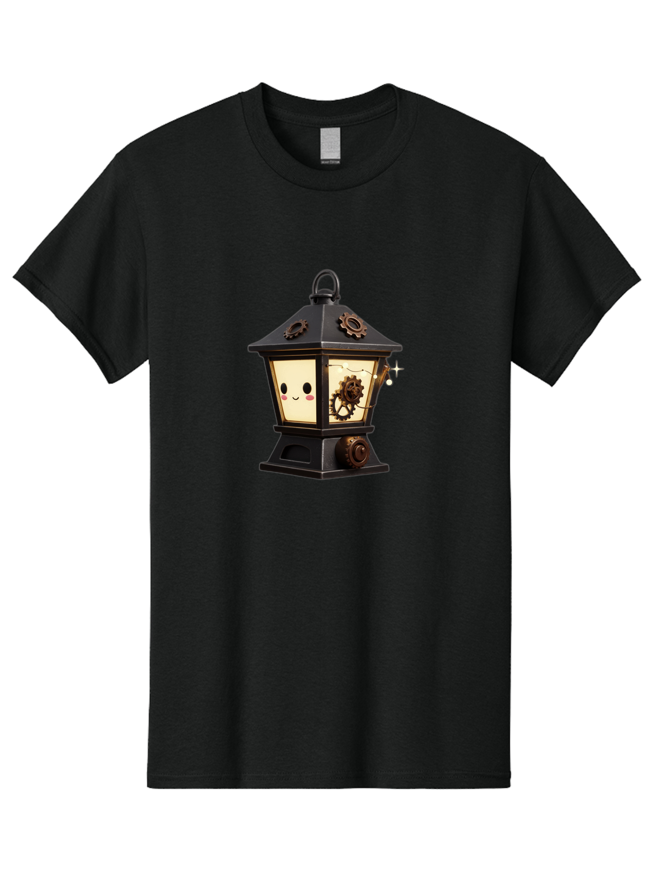 Steampunk-Lantern Men'S Graphic Tee, 100% Cotton, Comfortable Casual Summer Wear, Machine Washable, Steampunk Lantern, Intricate Gears, Whimsical Design, Steampunk Art, Fantasy Lighting, Unique Decor, Imaginative Creation, Mechanical Elements, Bad717
