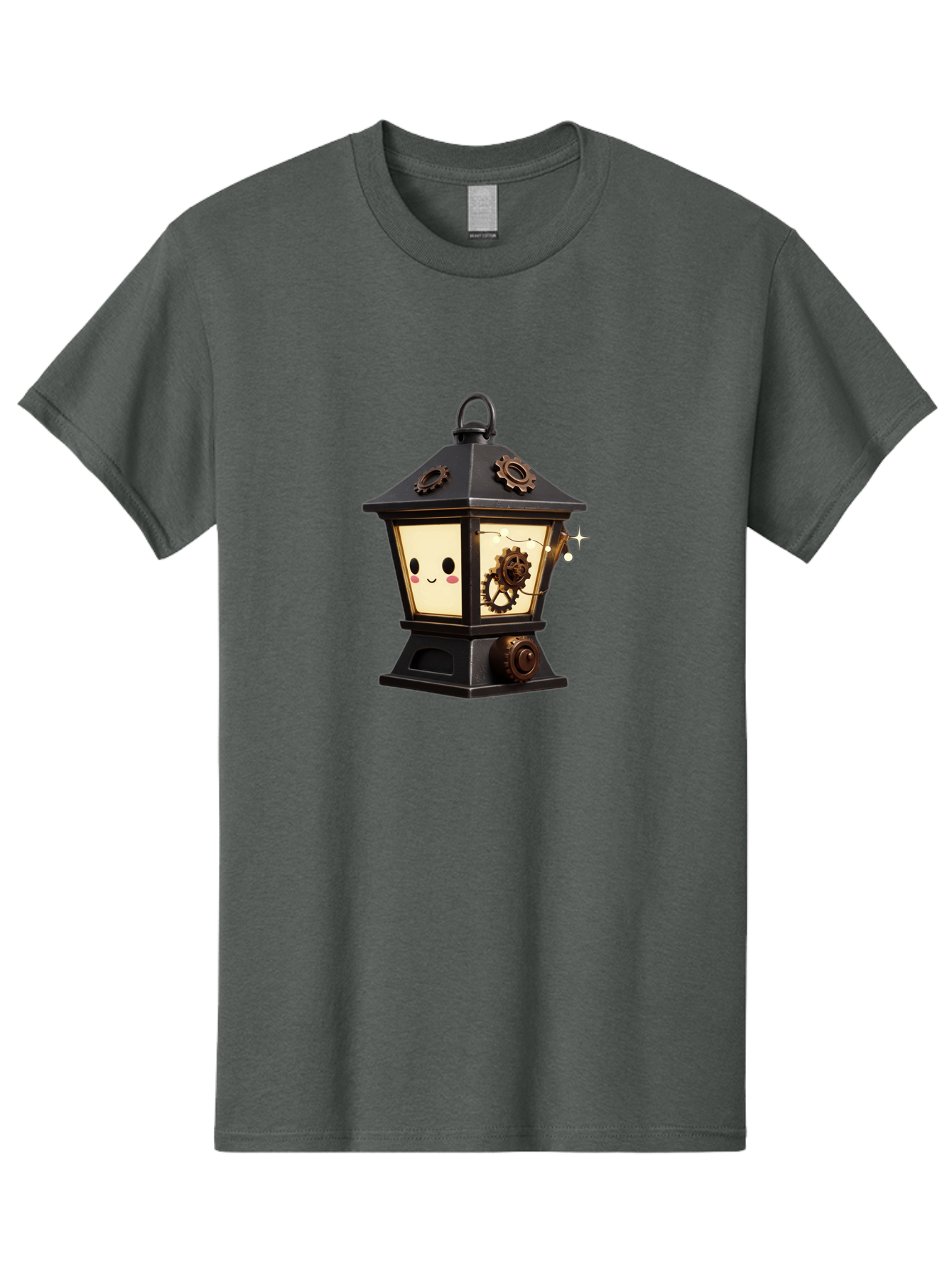 Steampunk-Lantern Men'S Graphic Tee, 100% Cotton, Comfortable Casual Summer Wear, Machine Washable, Steampunk Lantern, Intricate Gears, Whimsical Design, Steampunk Art, Fantasy Lighting, Unique Decor, Imaginative Creation, Mechanical Elements, Bad717