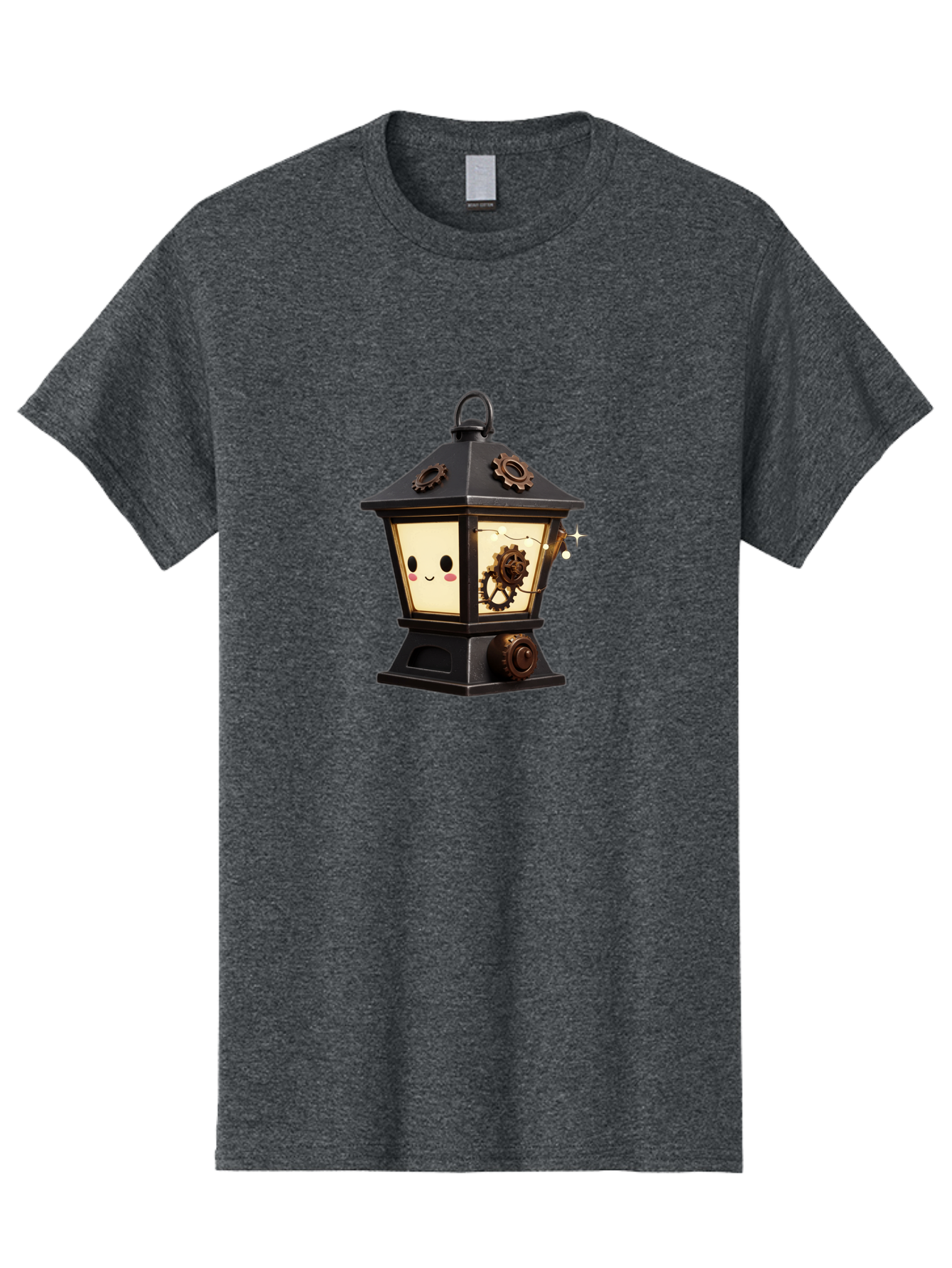 Steampunk-Lantern Men'S Graphic Tee, 100% Cotton, Comfortable Casual Summer Wear, Machine Washable, Steampunk Lantern, Intricate Gears, Whimsical Design, Steampunk Art, Fantasy Lighting, Unique Decor, Imaginative Creation, Mechanical Elements, Bad717