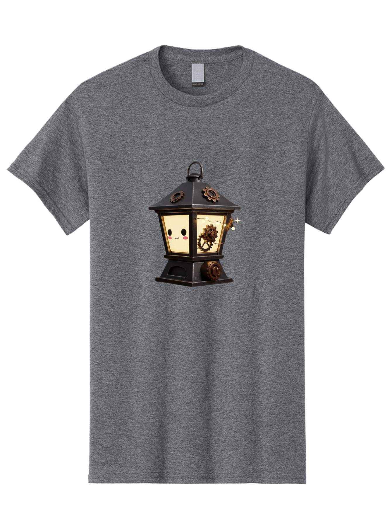 Steampunk-Lantern Men'S Graphic Tee, 100% Cotton, Comfortable Casual Summer Wear, Machine Washable, Steampunk Lantern, Intricate Gears, Whimsical Design, Steampunk Art, Fantasy Lighting, Unique Decor, Imaginative Creation, Mechanical Elements, Bad717