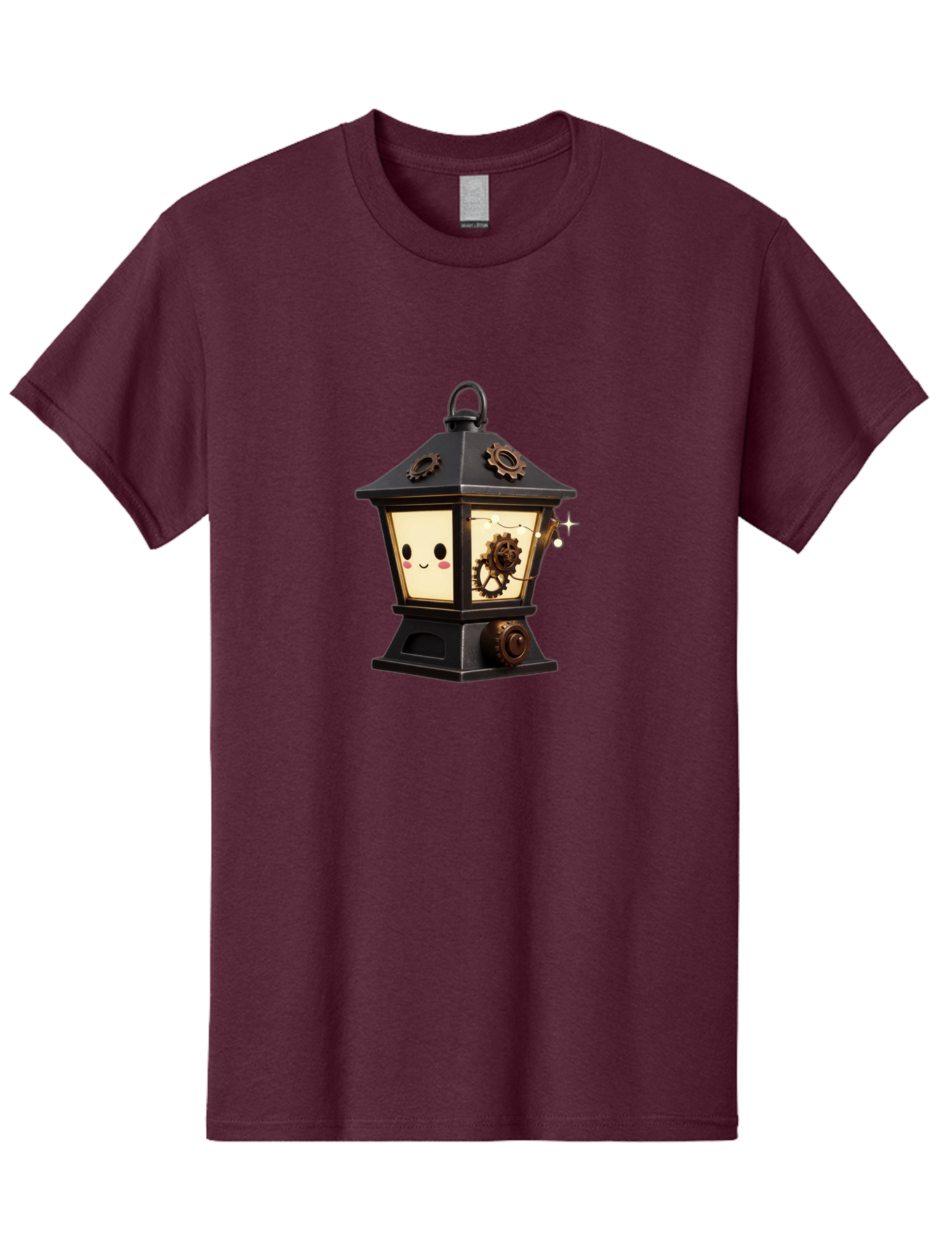 Steampunk-Lantern Men'S Graphic Tee, 100% Cotton, Comfortable Casual Summer Wear, Machine Washable, Steampunk Lantern, Intricate Gears, Whimsical Design, Steampunk Art, Fantasy Lighting, Unique Decor, Imaginative Creation, Mechanical Elements, Bad717