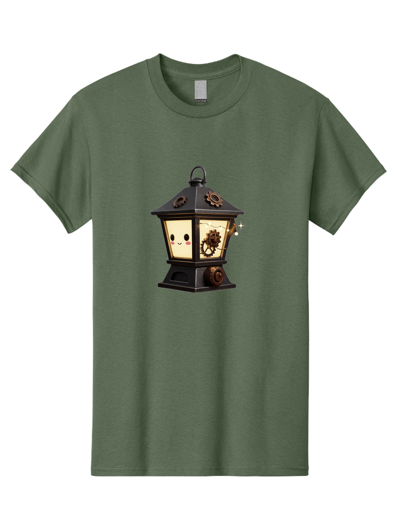 Steampunk-Lantern Men'S Graphic Tee, 100% Cotton, Comfortable Casual Summer Wear, Machine Washable, Steampunk Lantern, Intricate Gears, Whimsical Design, Steampunk Art, Fantasy Lighting, Unique Decor, Imaginative Creation, Mechanical Elements, Bad717
