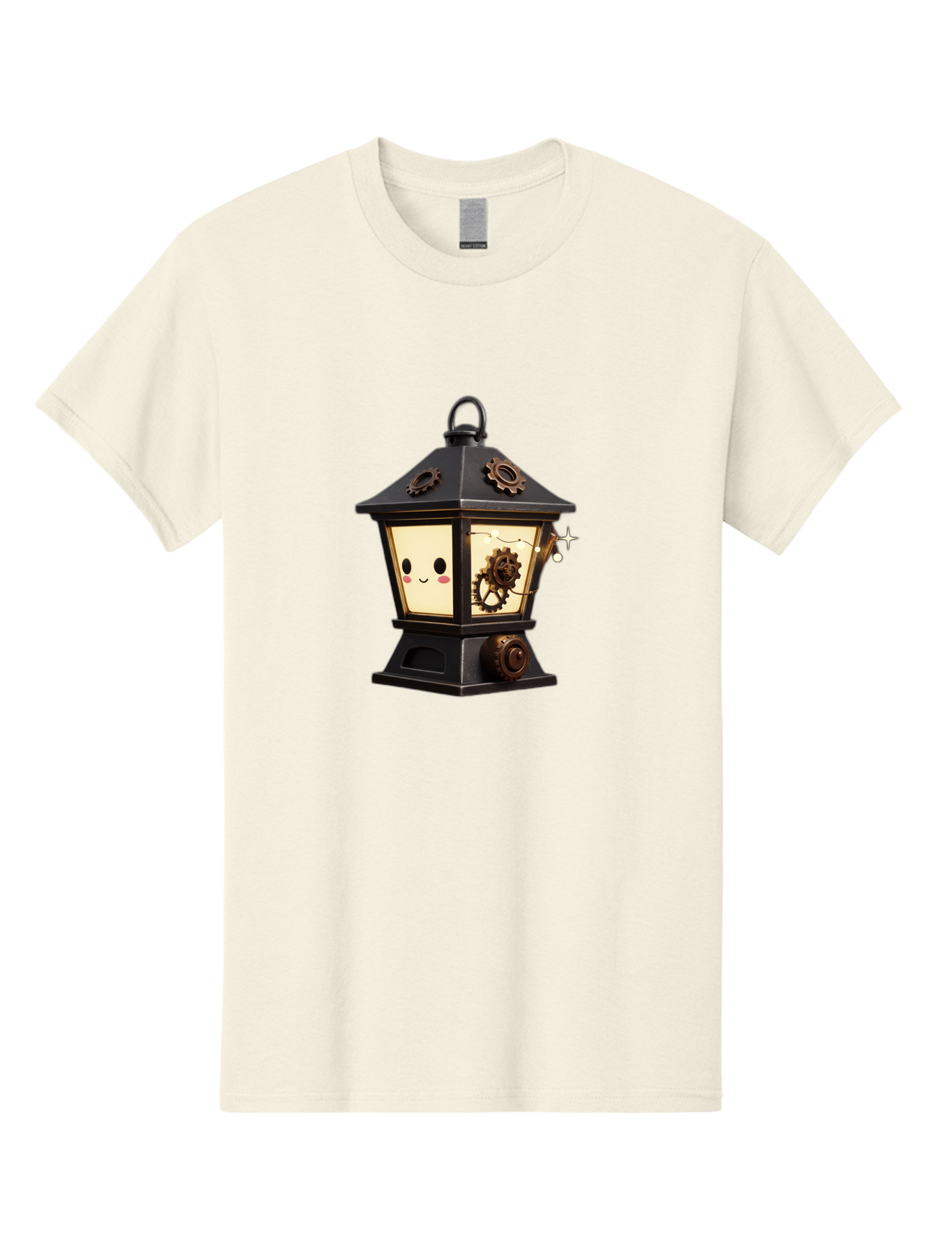 Steampunk-Lantern Men'S Graphic Tee, 100% Cotton, Comfortable Casual Summer Wear, Machine Washable, Steampunk Lantern, Intricate Gears, Whimsical Design, Steampunk Art, Fantasy Lighting, Unique Decor, Imaginative Creation, Mechanical Elements, Bad717