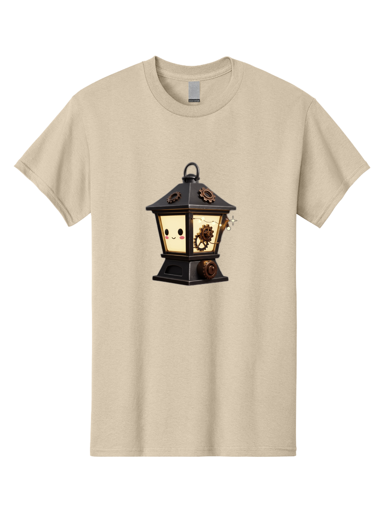 Steampunk-Lantern Men'S Graphic Tee, 100% Cotton, Comfortable Casual Summer Wear, Machine Washable, Steampunk Lantern, Intricate Gears, Whimsical Design, Steampunk Art, Fantasy Lighting, Unique Decor, Imaginative Creation, Mechanical Elements, Bad717