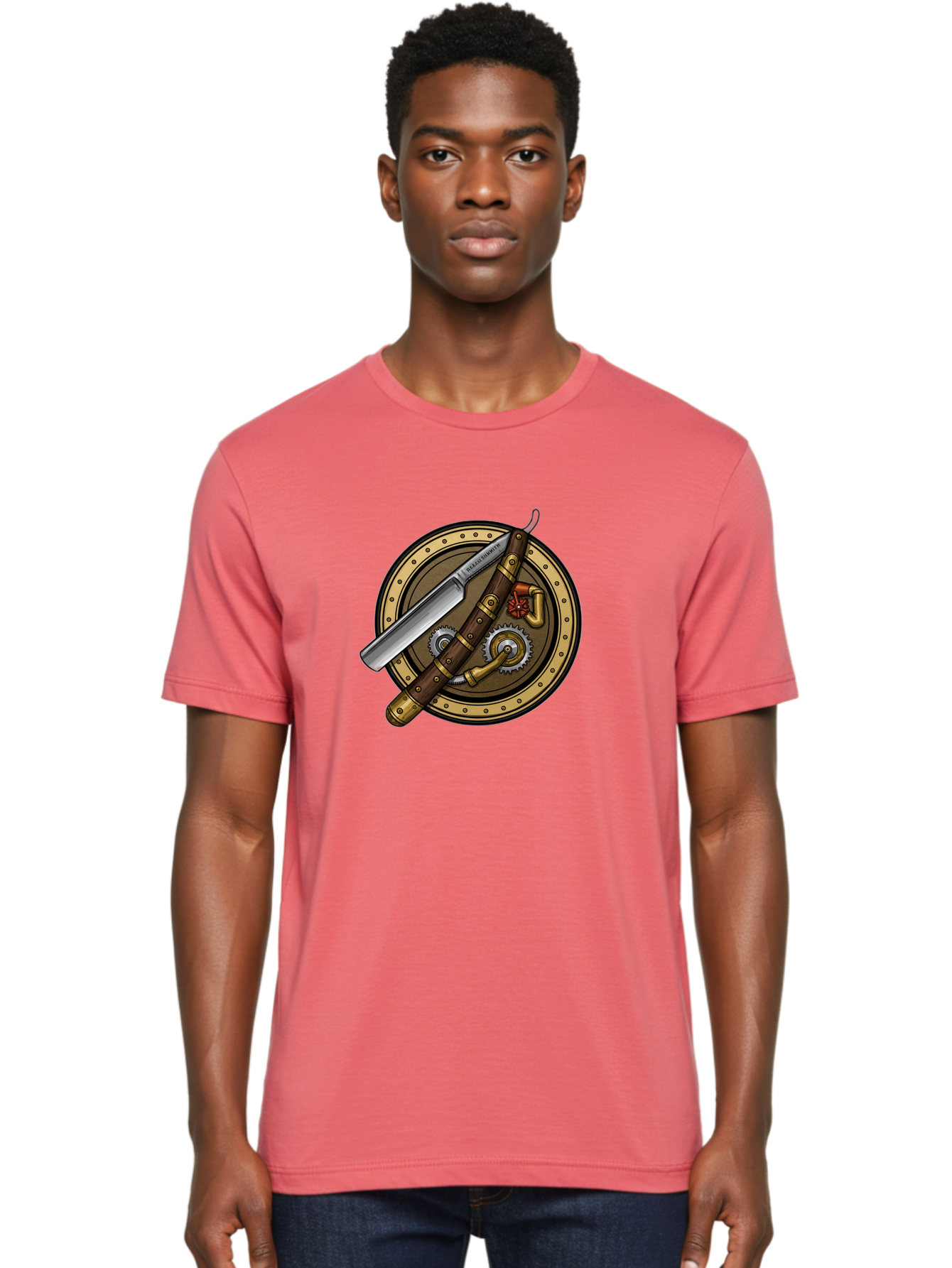 Steampunk-Pliers-And-Knife Men'S Graphic Tee, 100% Cotton, Comfortable Casual Summer Wear, Machine Washable, Steampunk-Themed, Vintage, Retro, Sci-Fi, Fantasy, Gear, Machinery, Industrial Design, Fantasy Art, Steampunk Style, Unique Bad718