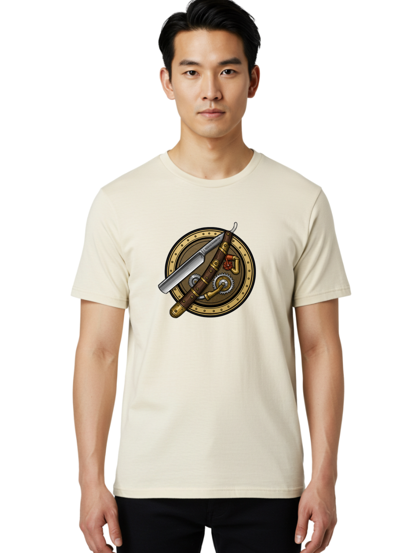 Steampunk-Pliers-And-Knife Men'S Graphic Tee, 100% Cotton, Comfortable Casual Summer Wear, Machine Washable, Steampunk-Themed, Vintage, Retro, Sci-Fi, Fantasy, Gear, Machinery, Industrial Design, Fantasy Art, Steampunk Style, Unique Bad718