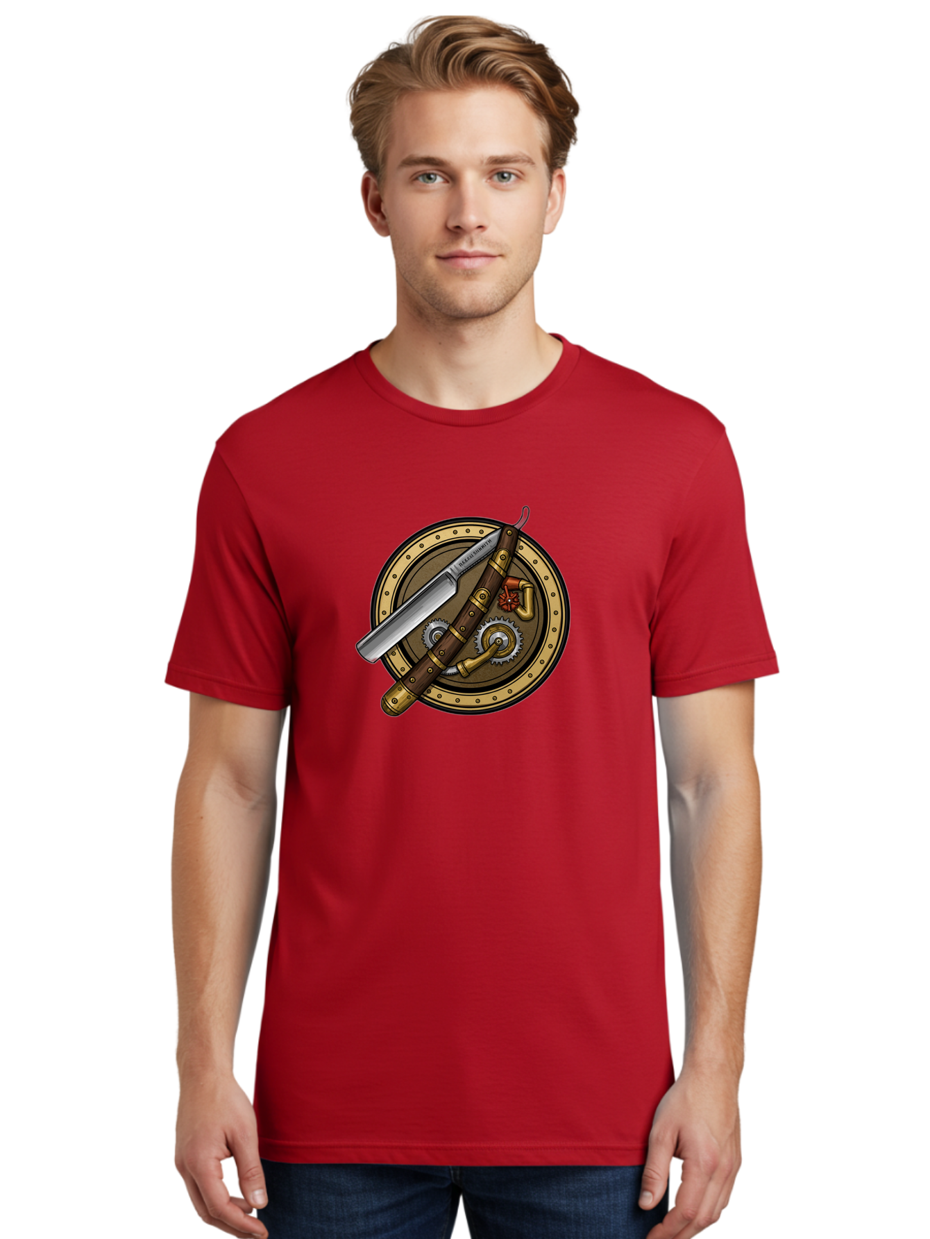 Steampunk-Pliers-And-Knife Men'S Graphic Tee, 100% Cotton, Comfortable Casual Summer Wear, Machine Washable, Steampunk-Themed, Vintage, Retro, Sci-Fi, Fantasy, Gear, Machinery, Industrial Design, Fantasy Art, Steampunk Style, Unique Bad718