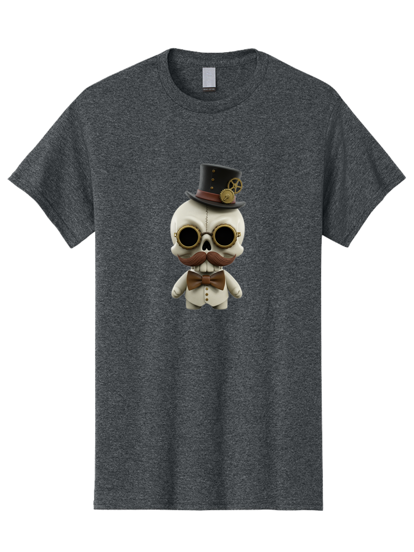 Steampunk-Skeleton Men'S Graphic Tee, 100% Cotton, Comfortable Casual Summer Wear, Machine Washable, Steampunk Skull, Skeleton Character, Vintage Goggles, Top Hat, Bow Tie, Mechanical Gear, Steampunk Style, Gothic Fashion, Unique Accessory, Bad719