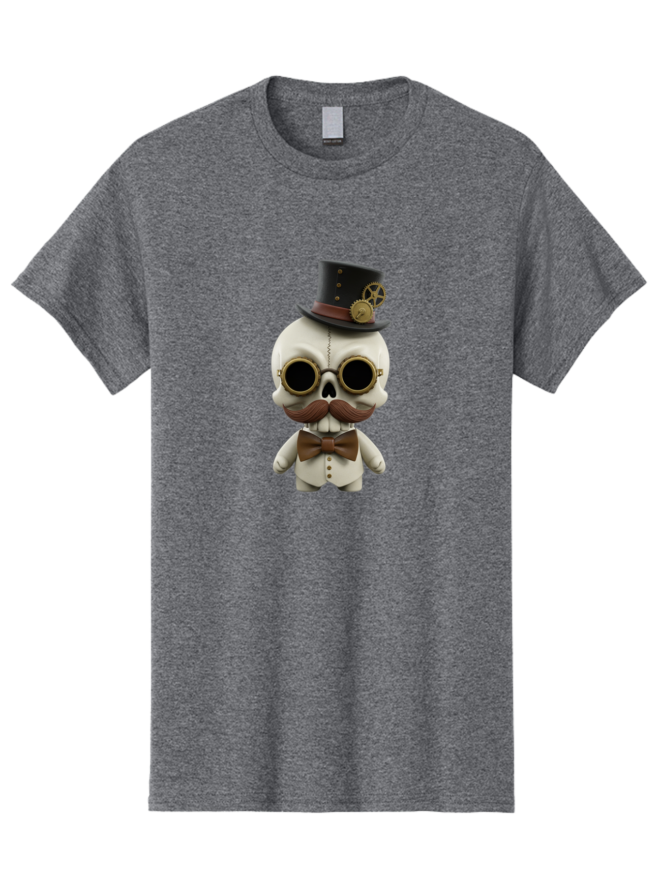 Steampunk-Skeleton Men'S Graphic Tee, 100% Cotton, Comfortable Casual Summer Wear, Machine Washable, Steampunk Skull, Skeleton Character, Vintage Goggles, Top Hat, Bow Tie, Mechanical Gear, Steampunk Style, Gothic Fashion, Unique Accessory, Bad719