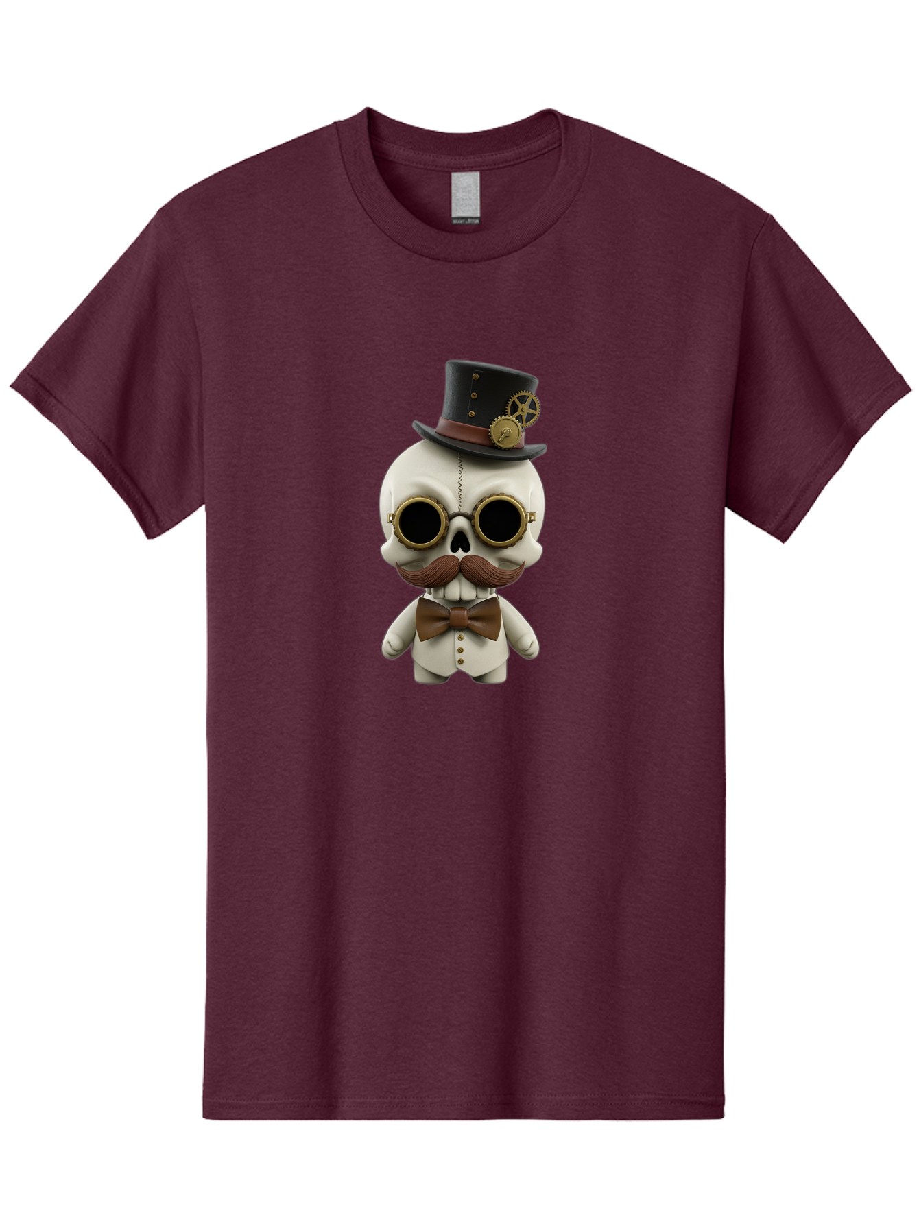 Steampunk-Skeleton Men'S Graphic Tee, 100% Cotton, Comfortable Casual Summer Wear, Machine Washable, Steampunk Skull, Skeleton Character, Vintage Goggles, Top Hat, Bow Tie, Mechanical Gear, Steampunk Style, Gothic Fashion, Unique Accessory, Bad719