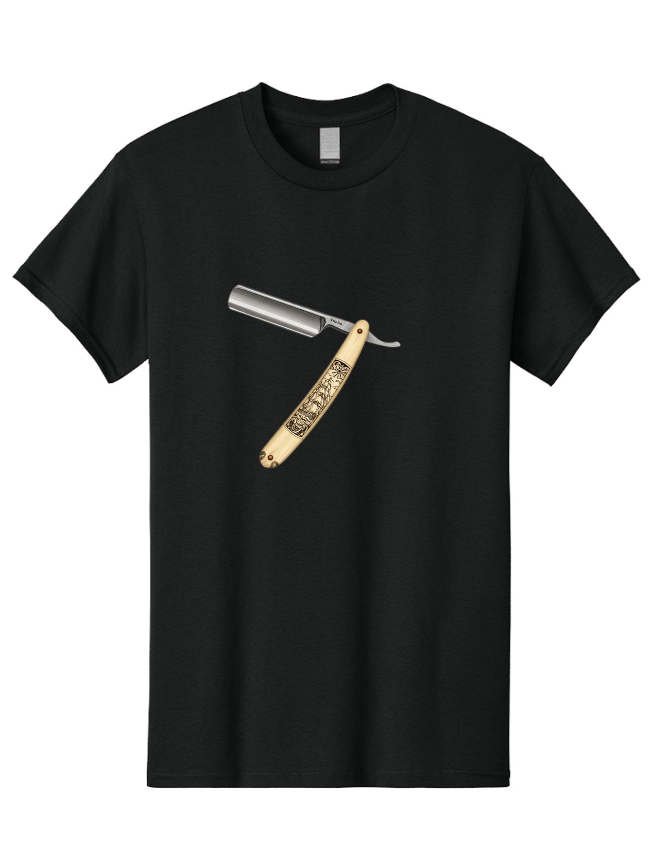 Straight-Razor-2 Men'S Graphic Tee, 100% Cotton, Comfortable Casual Summer Wear, Machine Washable, Straight Razor, Shaving Razor, Traditional Grooming, Vintage Design, Intricate Engravings, Sharp Blade, Precision Cutting, Stylish Accessories Bad728