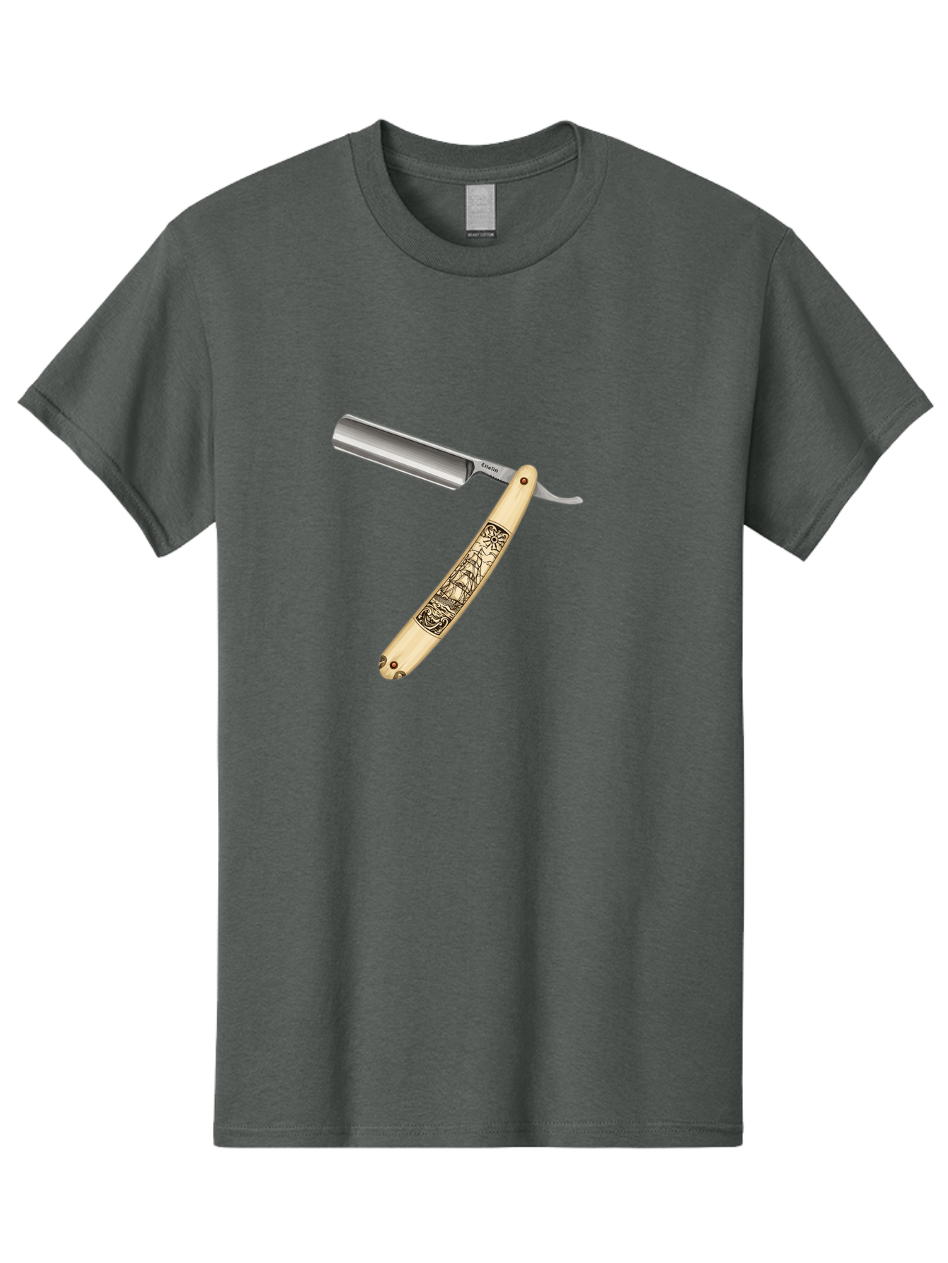 Straight-Razor-2 Men'S Graphic Tee, 100% Cotton, Comfortable Casual Summer Wear, Machine Washable, Straight Razor, Shaving Razor, Traditional Grooming, Vintage Design, Intricate Engravings, Sharp Blade, Precision Cutting, Stylish Accessories Bad728