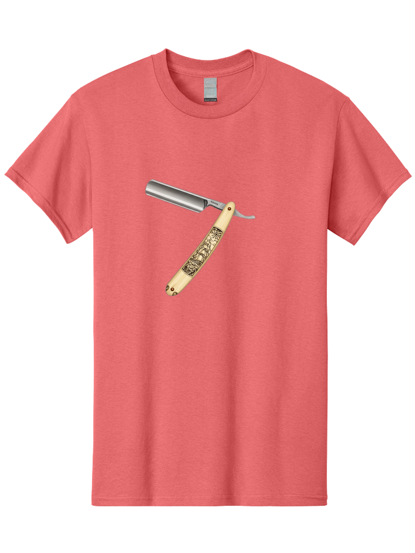 Straight-Razor-2 Men'S Graphic Tee, 100% Cotton, Comfortable Casual Summer Wear, Machine Washable, Straight Razor, Shaving Razor, Traditional Grooming, Vintage Design, Intricate Engravings, Sharp Blade, Precision Cutting, Stylish Accessories Bad728