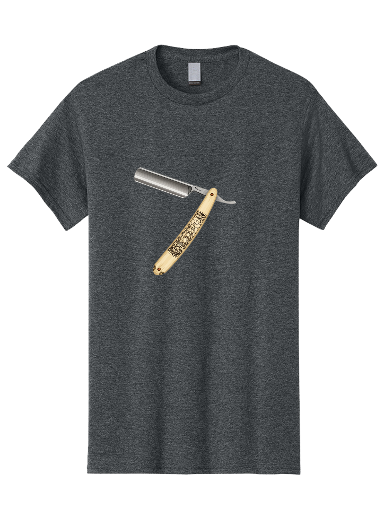 Straight-Razor-2 Men'S Graphic Tee, 100% Cotton, Comfortable Casual Summer Wear, Machine Washable, Straight Razor, Shaving Razor, Traditional Grooming, Vintage Design, Intricate Engravings, Sharp Blade, Precision Cutting, Stylish Accessories Bad728