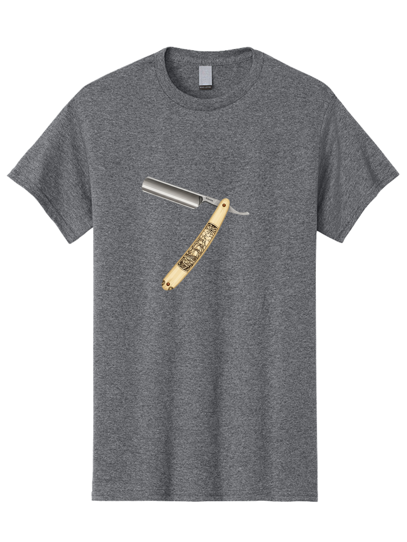Straight-Razor-2 Men'S Graphic Tee, 100% Cotton, Comfortable Casual Summer Wear, Machine Washable, Straight Razor, Shaving Razor, Traditional Grooming, Vintage Design, Intricate Engravings, Sharp Blade, Precision Cutting, Stylish Accessories Bad728