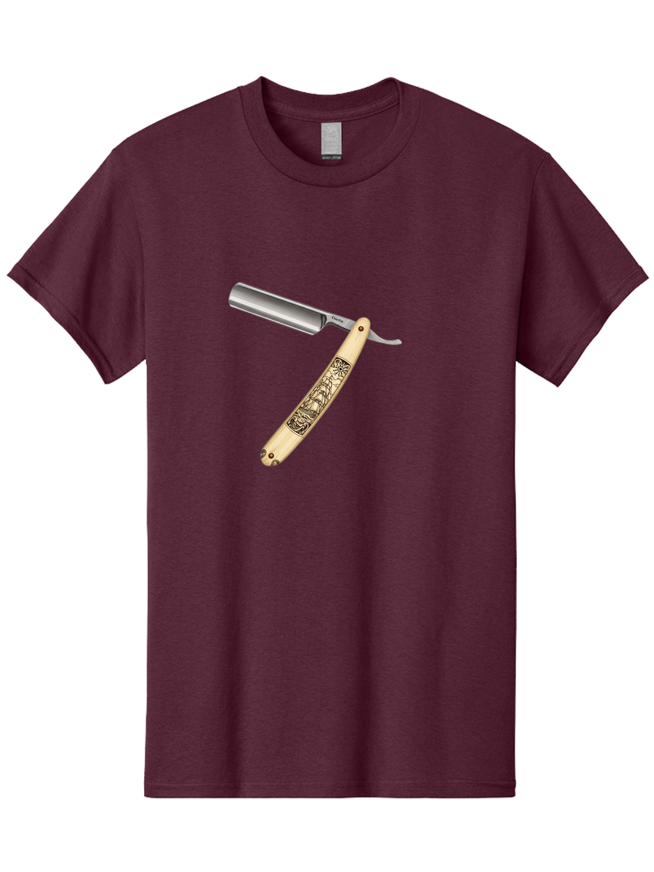 Straight-Razor-2 Men'S Graphic Tee, 100% Cotton, Comfortable Casual Summer Wear, Machine Washable, Straight Razor, Shaving Razor, Traditional Grooming, Vintage Design, Intricate Engravings, Sharp Blade, Precision Cutting, Stylish Accessories Bad728