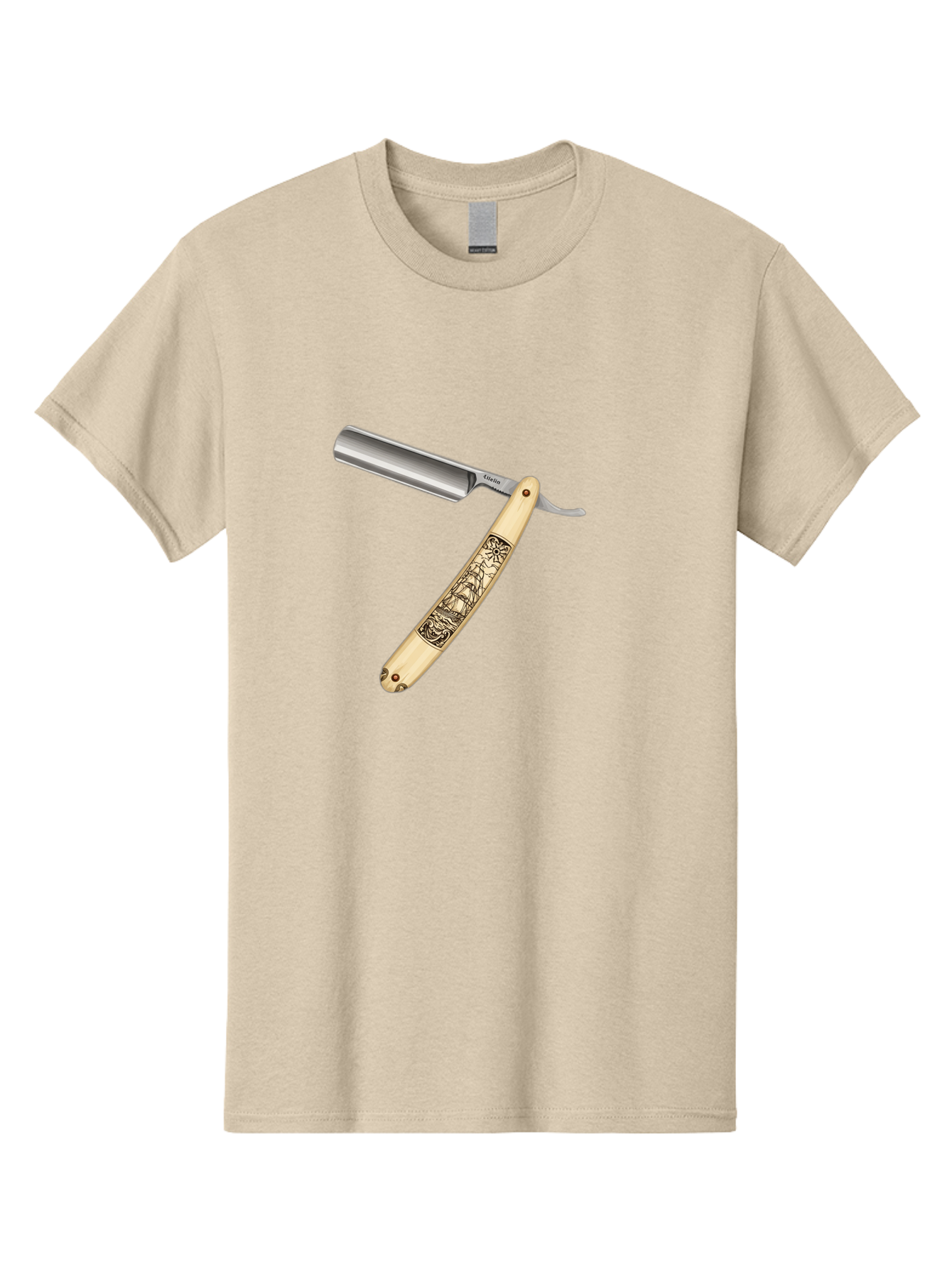 Straight-Razor-2 Men'S Graphic Tee, 100% Cotton, Comfortable Casual Summer Wear, Machine Washable, Straight Razor, Shaving Razor, Traditional Grooming, Vintage Design, Intricate Engravings, Sharp Blade, Precision Cutting, Stylish Accessories Bad728