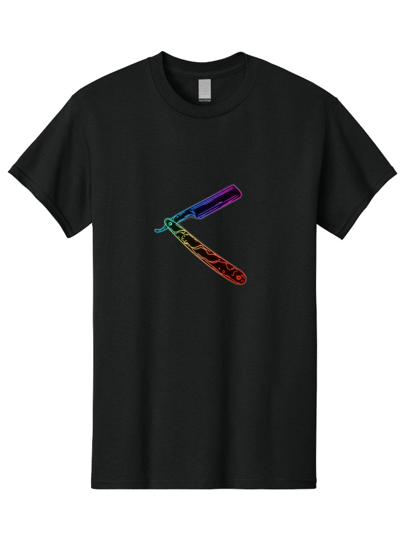Straight-Razor-4 Men'S Graphic Tee, 100% Cotton, Comfortable Casual Summer Wear, Machine Washable, Straight Razor, Vintage Grooming, Classic Shaving, Sharp Blade, Elegant Design, Traditional Barber, Precision Cutting, Detailed Handle, Bad730