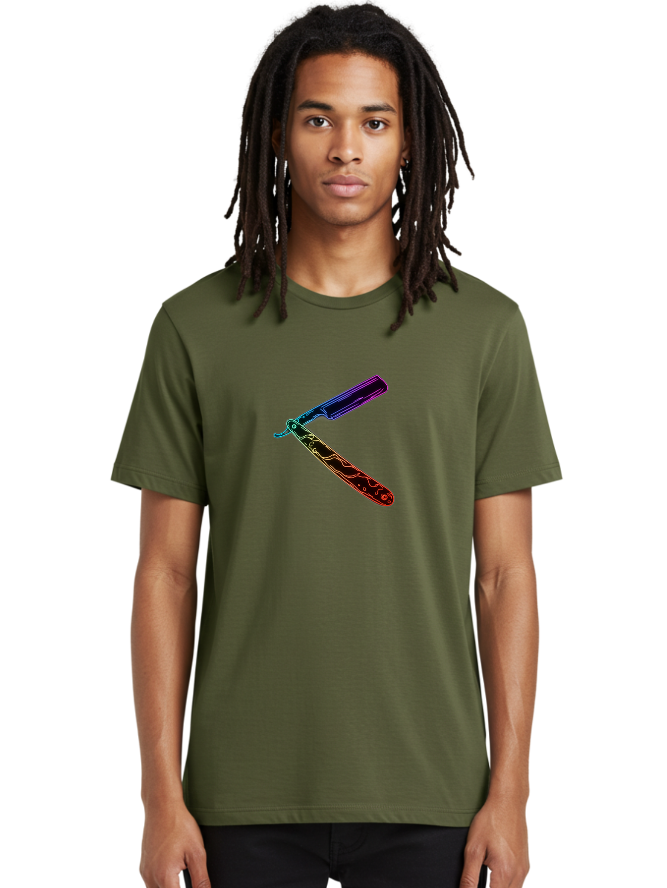 Straight-Razor-4 Men'S Graphic Tee, 100% Cotton, Comfortable Casual Summer Wear, Machine Washable, Straight Razor, Vintage Grooming, Classic Shaving, Sharp Blade, Elegant Design, Traditional Barber, Precision Cutting, Detailed Handle, Bad730