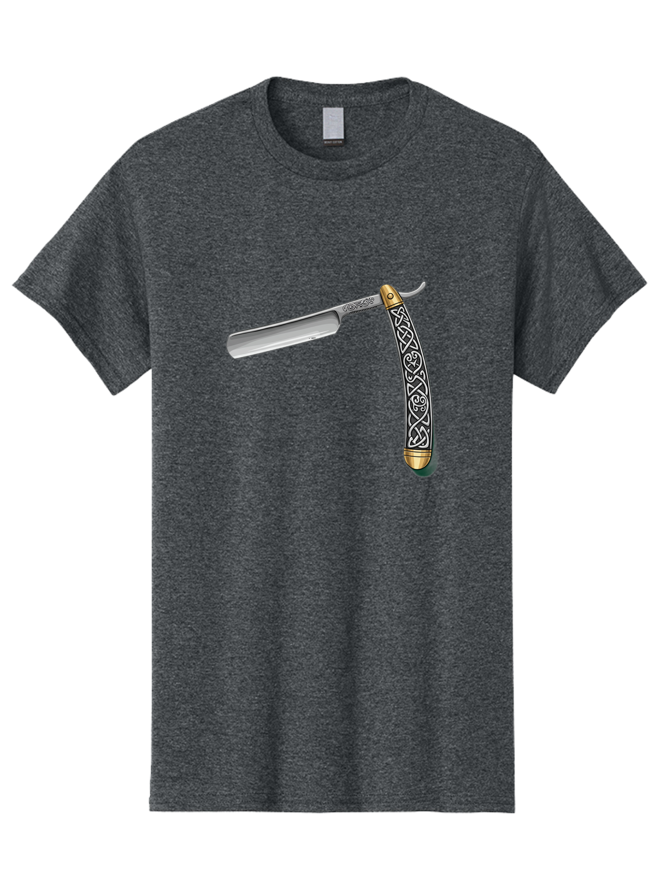 Straight-Razor-5 Men'S Graphic Tee, 100% Cotton, Comfortable Casual Summer Wear, Machine Washable, Cut-Throat Razor, Straight Razor, Vintage Shaving, Traditional Grooming, Antique Design, Intricate Patterns, Razor Blade, Shaving Tools, Bad731