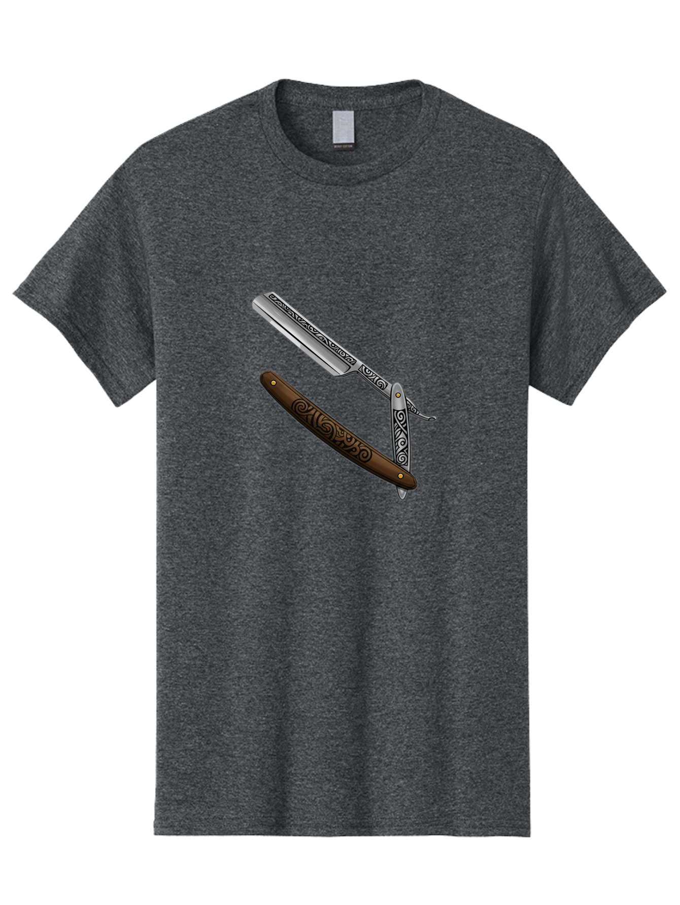 Straight-Razor Men'S Graphic Tee, 100% Cotton, Comfortable Casual Summer Wear, Machine Washable, Straight Razor, Shaving Razor, Vintage Grooming, Classic Shaving, Barber Tools, Ornate Design, Traditional Shaving, Men'S Grooming, Antique Razor Bad737
