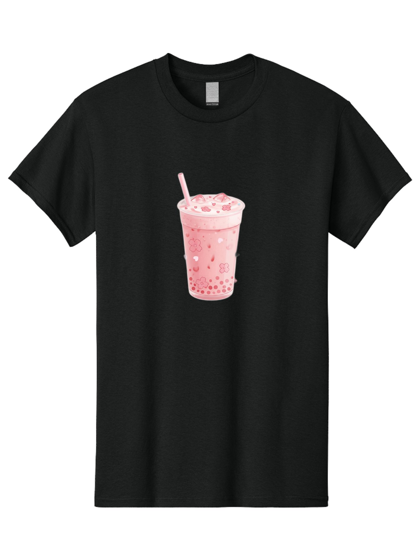 Strawberry-Milk-Tea Men'S Graphic Tee, 100% Cotton, Comfortable Casual Summer Wear, Machine Washable, Pink Milk Tea, Bubble Tea, Boba Drink, Iced Tea, Floral Design, Straw, Creamy Texture, Sweet Treat, Refreshing Beverage, Summer Drink Bad740