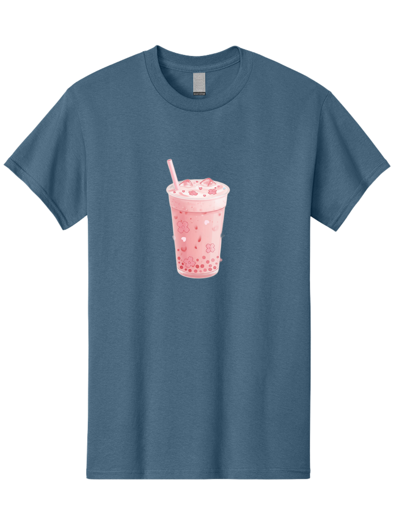 Strawberry-Milk-Tea Men'S Graphic Tee, 100% Cotton, Comfortable Casual Summer Wear, Machine Washable, Pink Milk Tea, Bubble Tea, Boba Drink, Iced Tea, Floral Design, Straw, Creamy Texture, Sweet Treat, Refreshing Beverage, Summer Drink Bad740