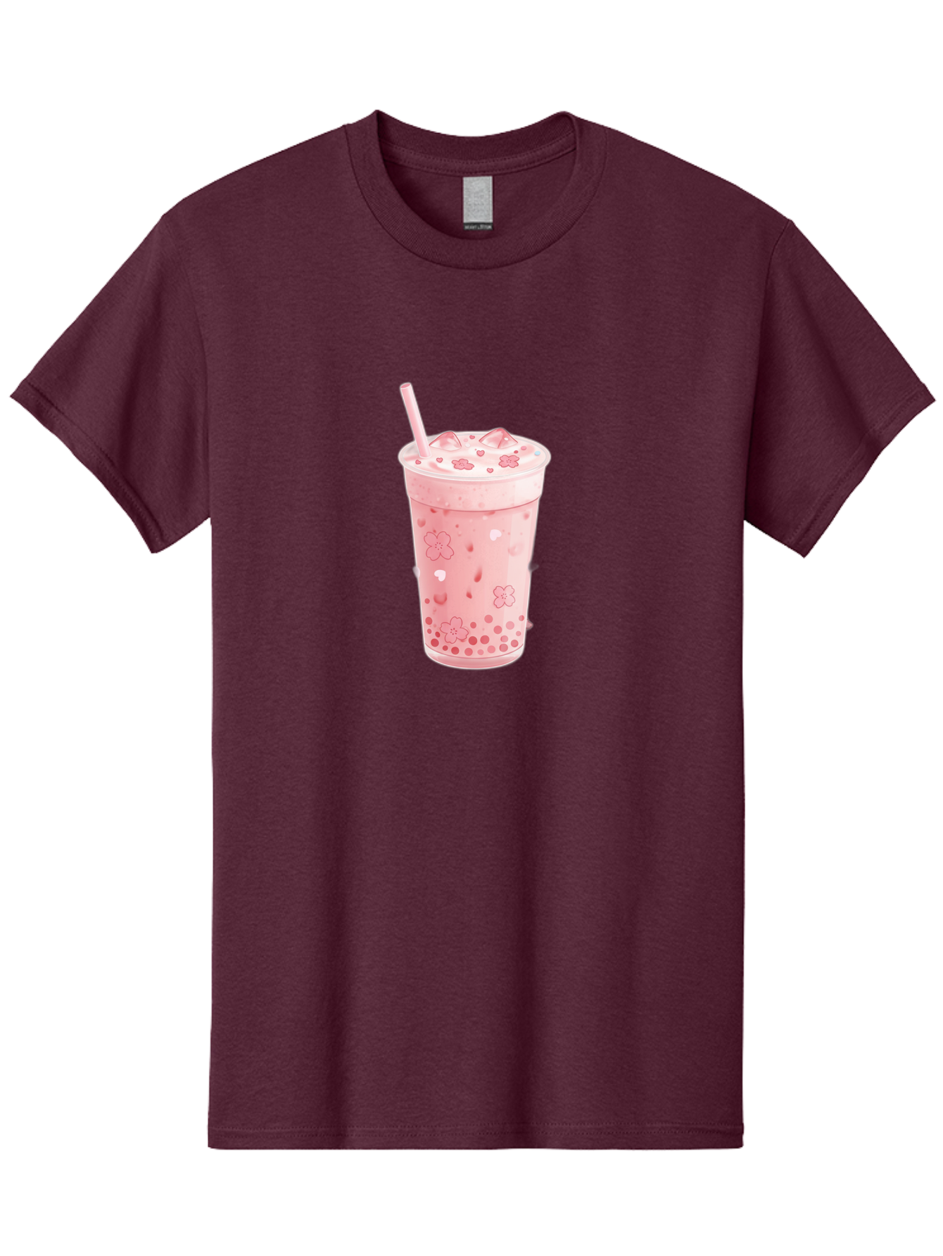 Strawberry-Milk-Tea Men'S Graphic Tee, 100% Cotton, Comfortable Casual Summer Wear, Machine Washable, Pink Milk Tea, Bubble Tea, Boba Drink, Iced Tea, Floral Design, Straw, Creamy Texture, Sweet Treat, Refreshing Beverage, Summer Drink Bad740
