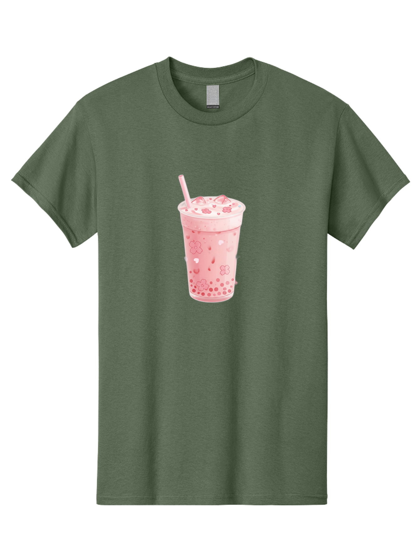 Strawberry-Milk-Tea Men'S Graphic Tee, 100% Cotton, Comfortable Casual Summer Wear, Machine Washable, Pink Milk Tea, Bubble Tea, Boba Drink, Iced Tea, Floral Design, Straw, Creamy Texture, Sweet Treat, Refreshing Beverage, Summer Drink Bad740