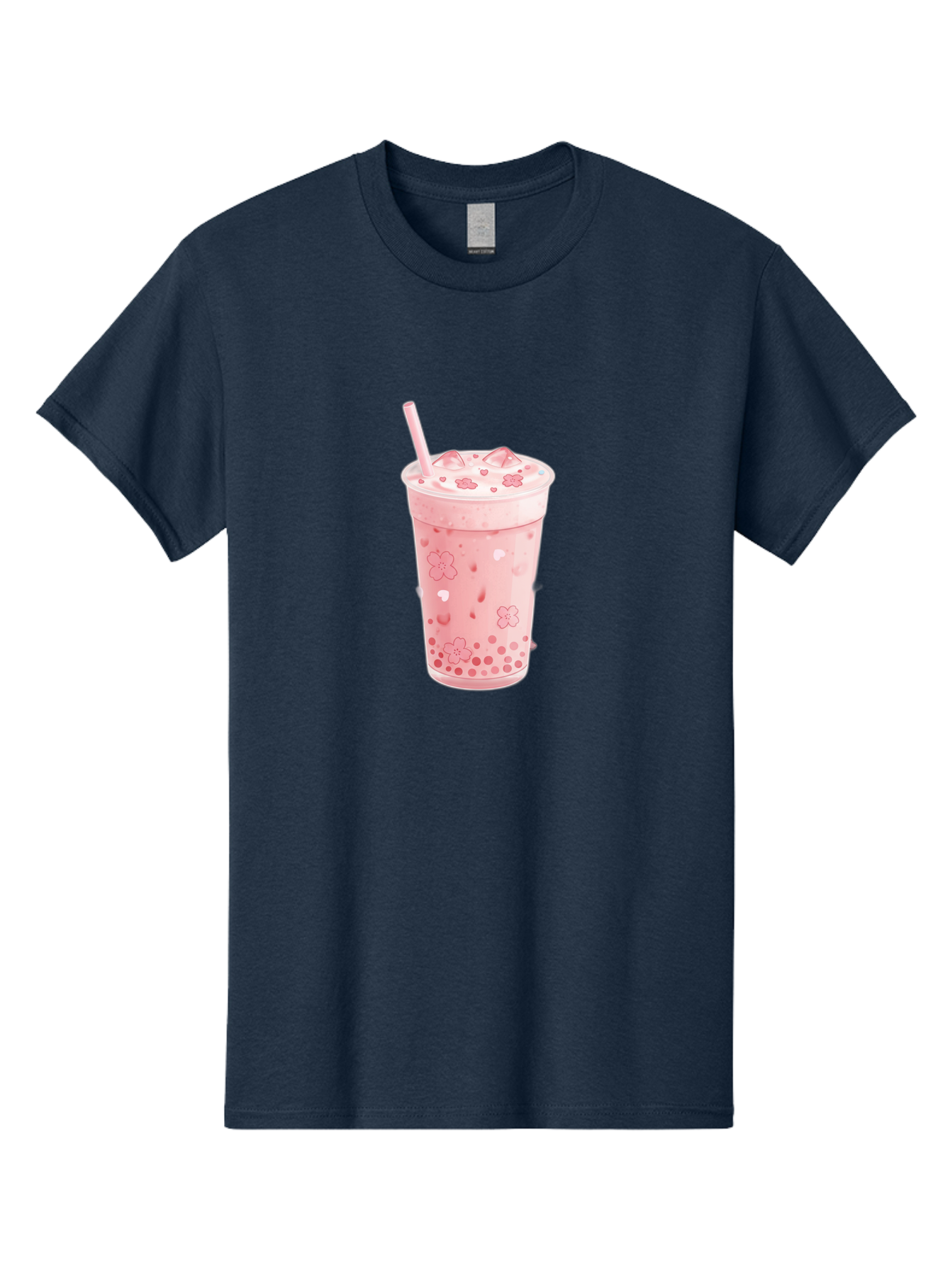 Strawberry-Milk-Tea Men'S Graphic Tee, 100% Cotton, Comfortable Casual Summer Wear, Machine Washable, Pink Milk Tea, Bubble Tea, Boba Drink, Iced Tea, Floral Design, Straw, Creamy Texture, Sweet Treat, Refreshing Beverage, Summer Drink Bad740