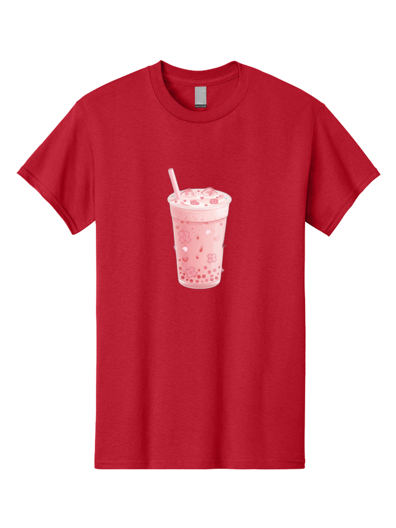 Strawberry-Milk-Tea Men'S Graphic Tee, 100% Cotton, Comfortable Casual Summer Wear, Machine Washable, Pink Milk Tea, Bubble Tea, Boba Drink, Iced Tea, Floral Design, Straw, Creamy Texture, Sweet Treat, Refreshing Beverage, Summer Drink Bad740