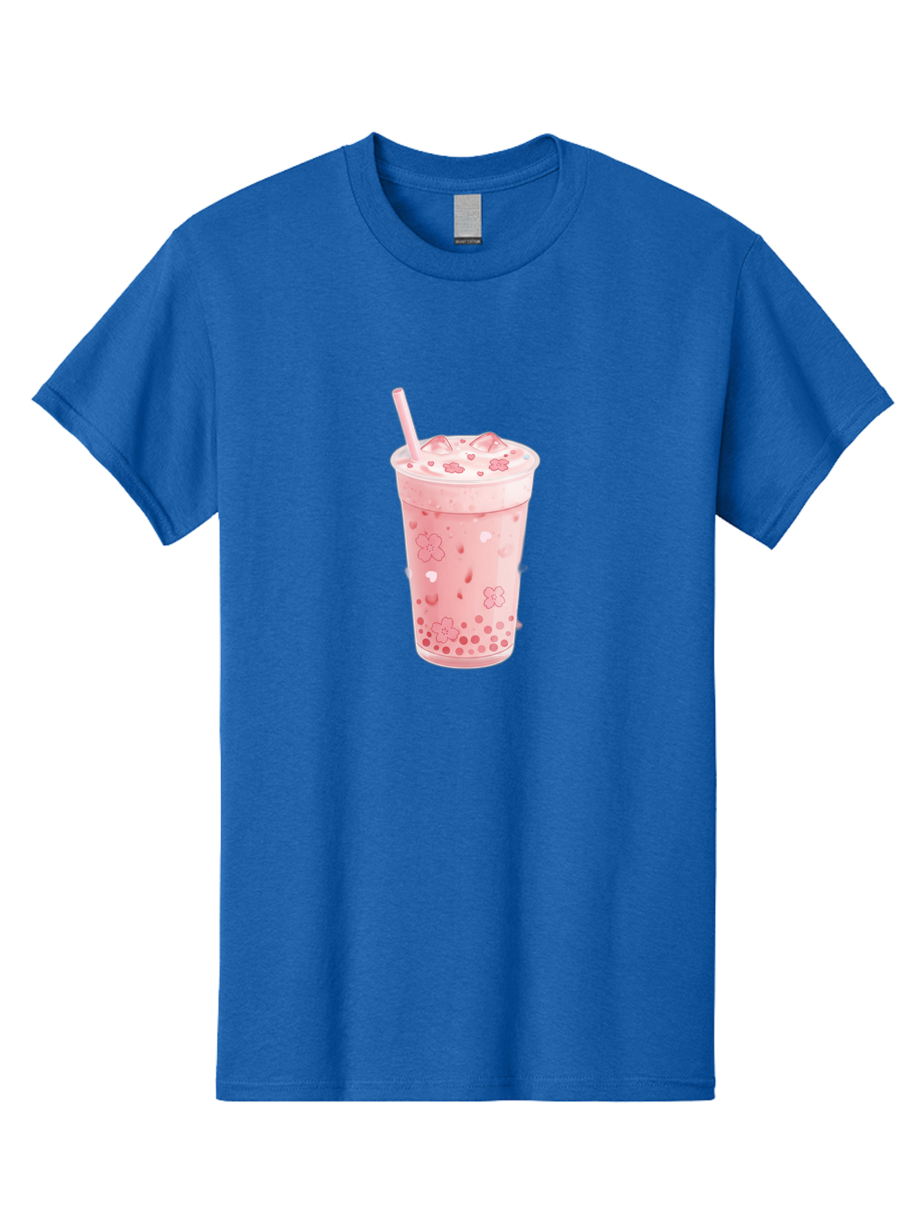 Strawberry-Milk-Tea Men'S Graphic Tee, 100% Cotton, Comfortable Casual Summer Wear, Machine Washable, Pink Milk Tea, Bubble Tea, Boba Drink, Iced Tea, Floral Design, Straw, Creamy Texture, Sweet Treat, Refreshing Beverage, Summer Drink Bad740